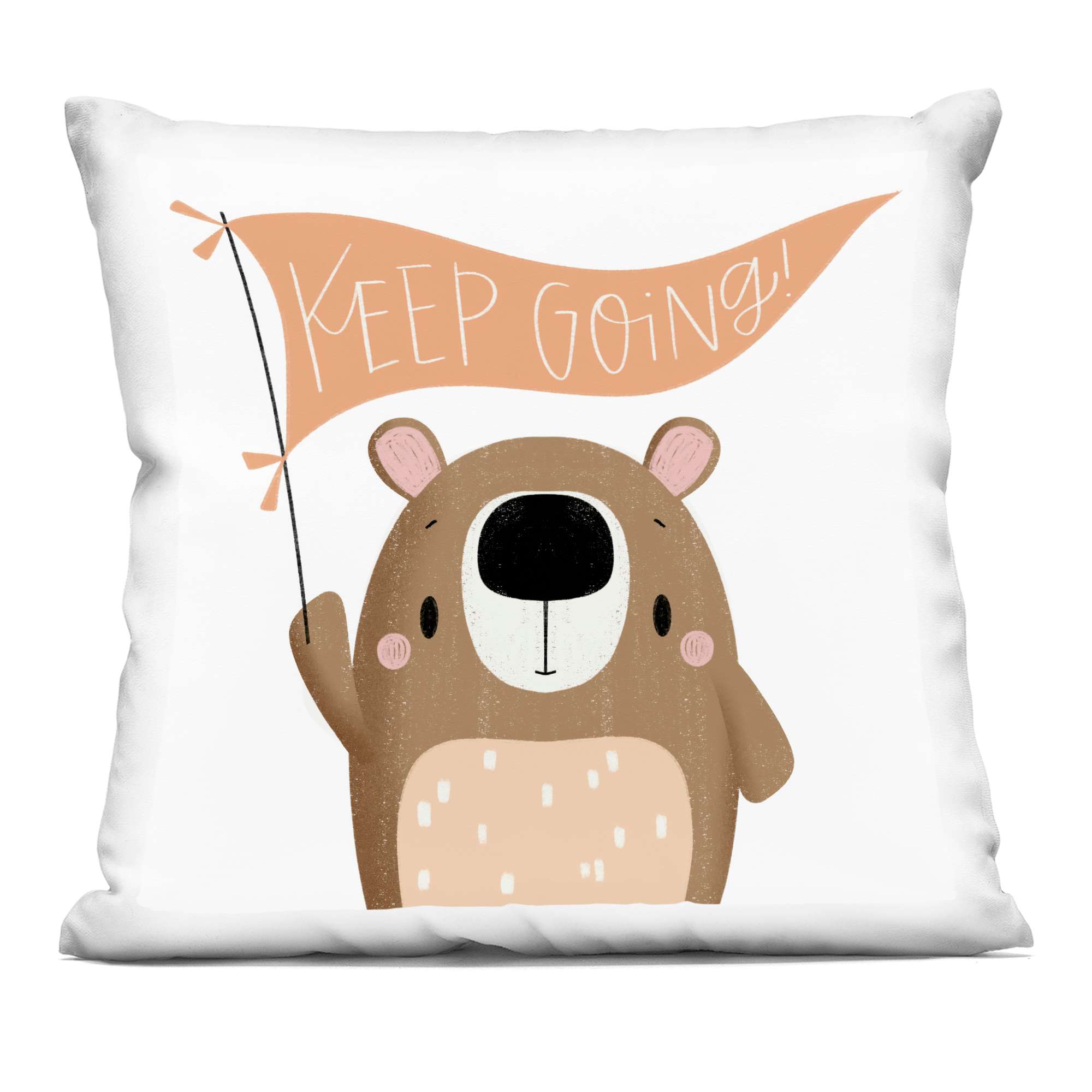 Stupell Industries PLP-086-SQW-18X18 Motivational Bear Keep Going Decorative Printed Pillow Design by Sarah Hickman