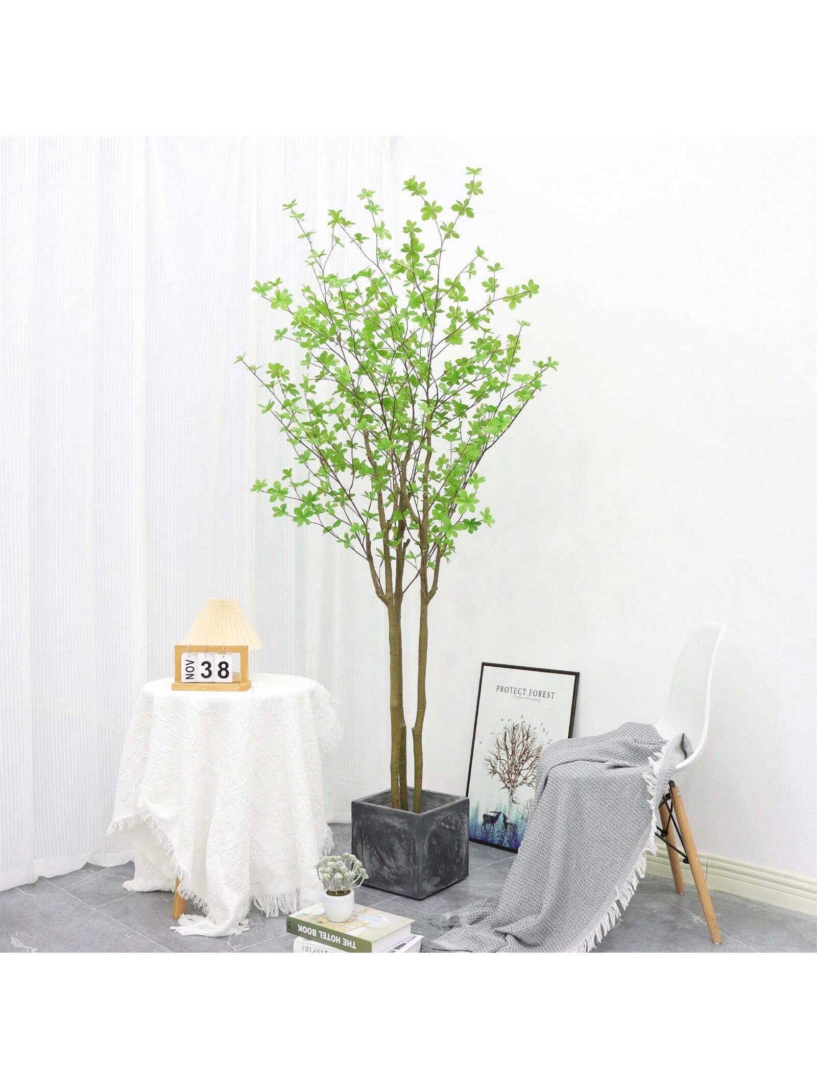 Artificial Camellia Tree 35in Faux Floral Plant With Orange