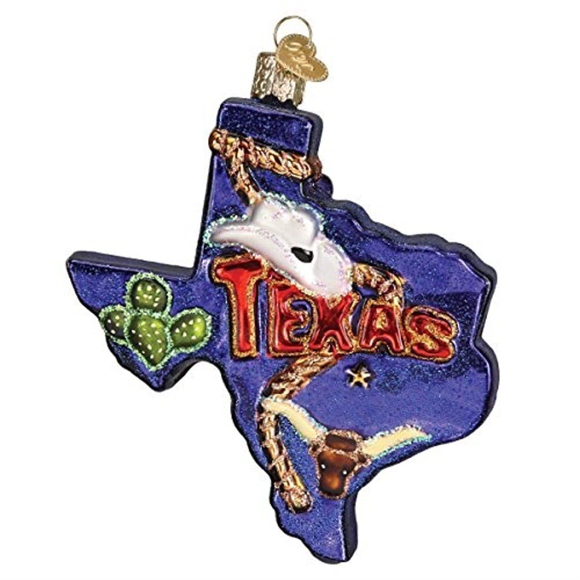 Old World Christmas 729343361875 Blown Glass Ornament for Christmas Tree - State of Texas