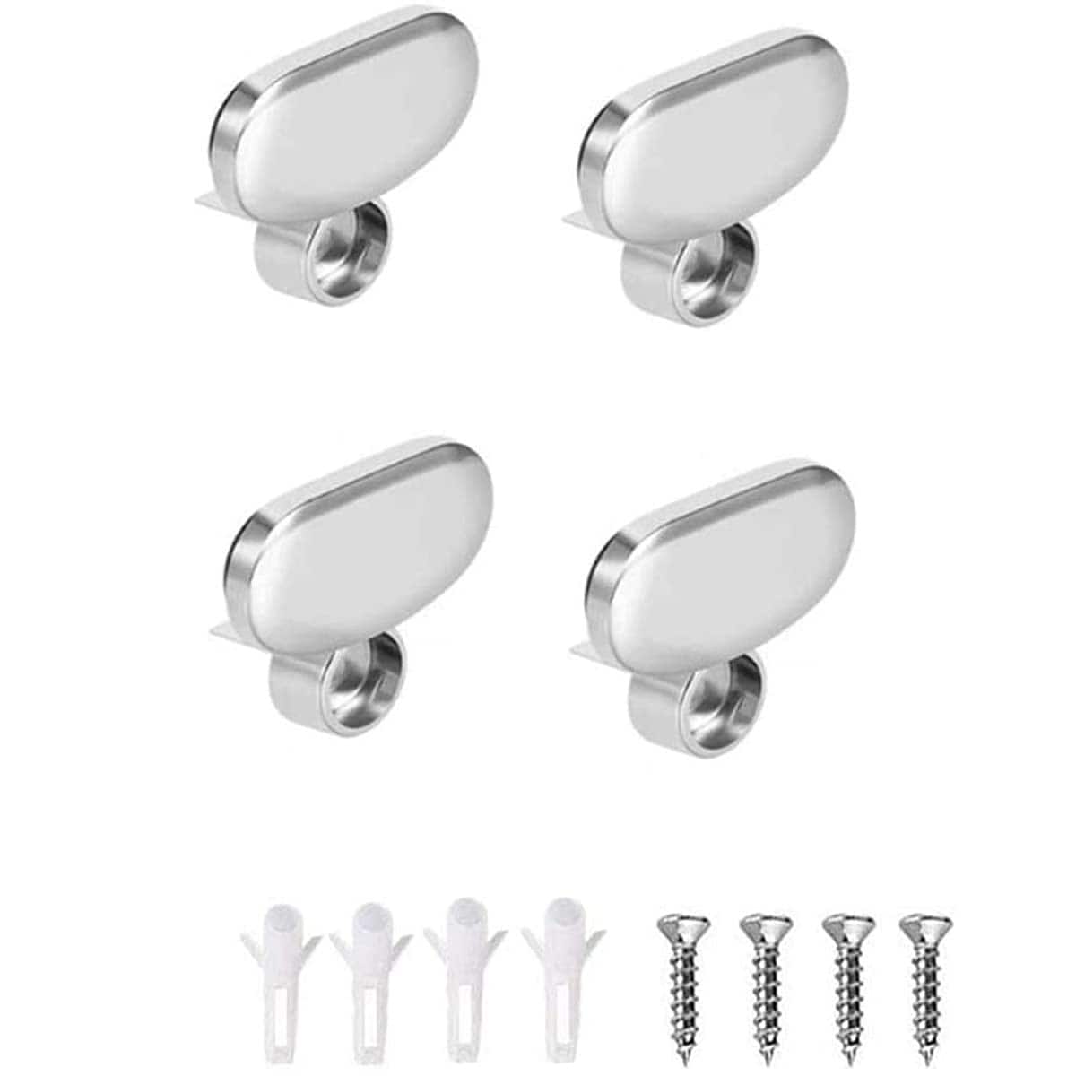 Aoibox - 1 73 in W x 1 5 in H Oval Zinc Alloy Mirror Mounting Clips Hardware Kit Wall Glass Hold...