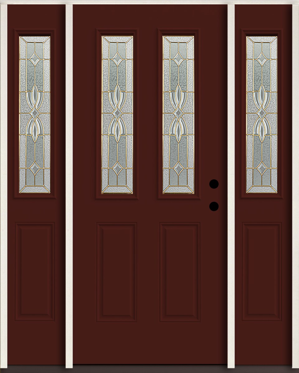 RELIABILT LO964262 Laurel 60-in x 80-in x 4-5/8-in Fiberglass Half lite Left-hand inswing Currant Paint Painted Prehung Front Door with Sidelights Insulating core
