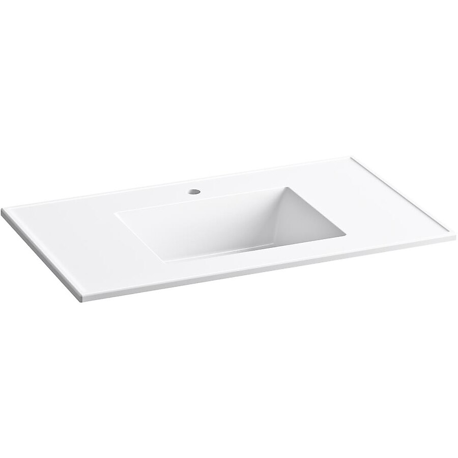 Ceramic/Impressions 37 in. Vitreous China Vanity Top with Basin in White Impressions Ceramic/Impressions 37 in. Vitreous China Vanity Top with Basin in White Impressions