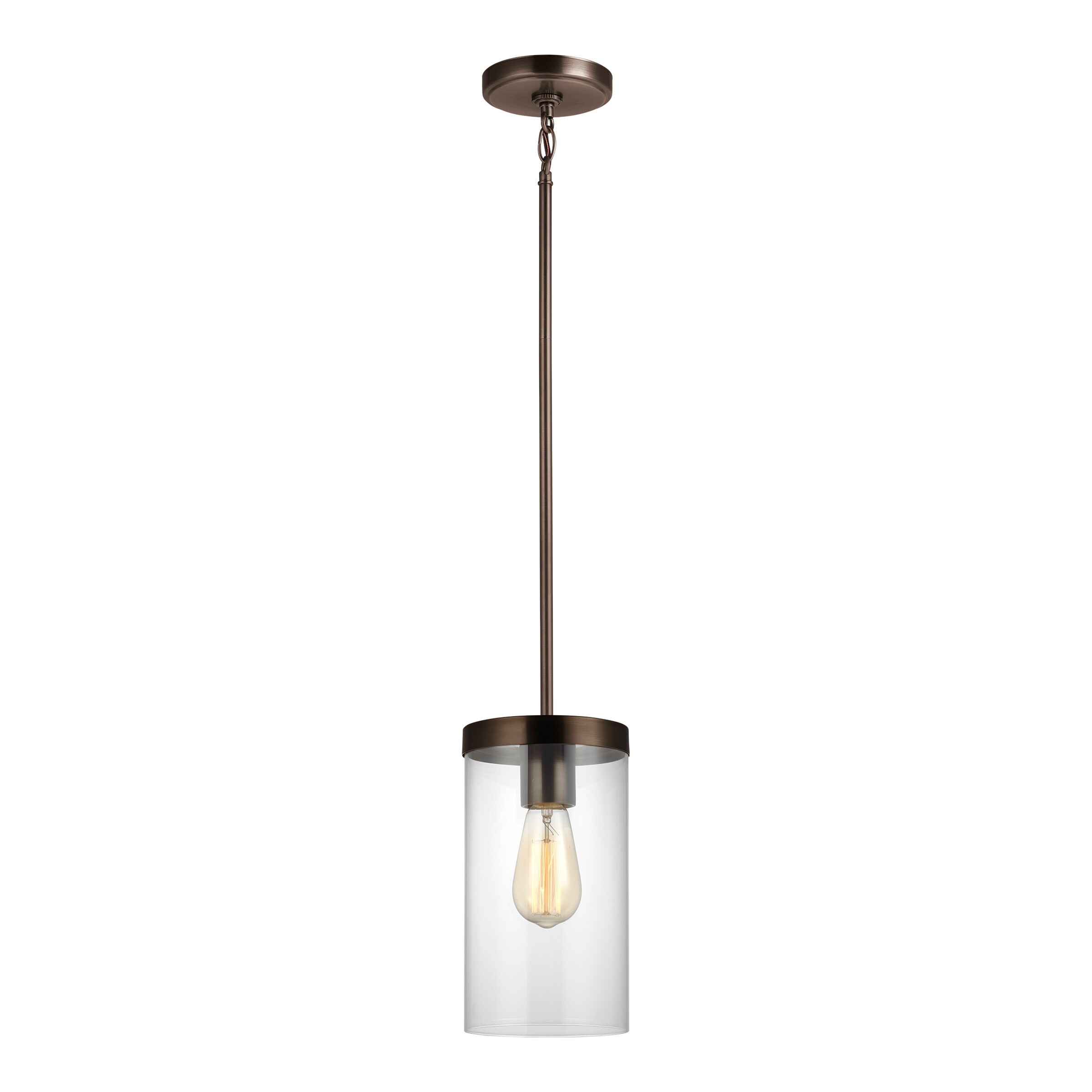 Sea Gull Lighting Zire Brushed Oil Rubbed Bronze Modern/Contemporary Clear Glass Cylinder Mini Pendant Light