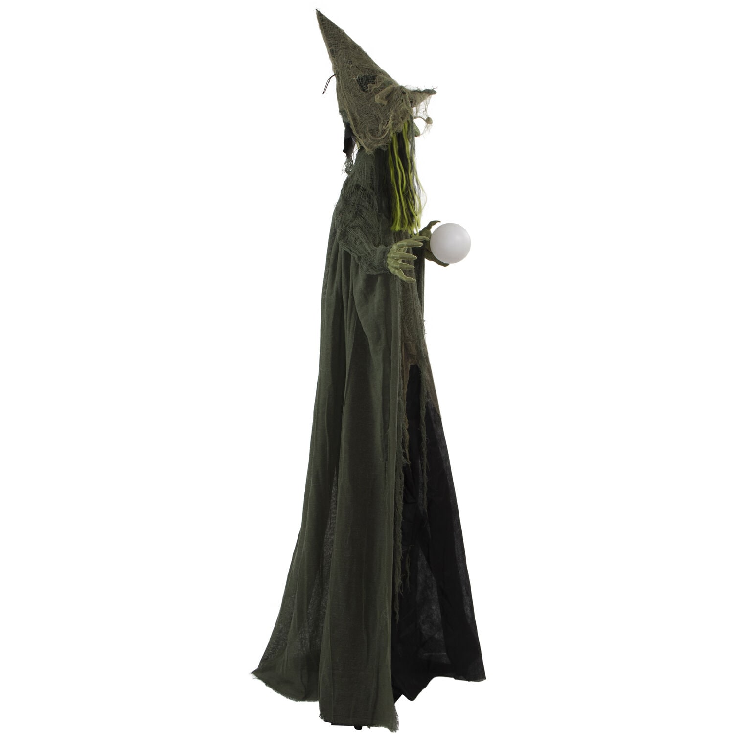 Life-Size Green Witch with Crystal Ball Halloween Animatronic