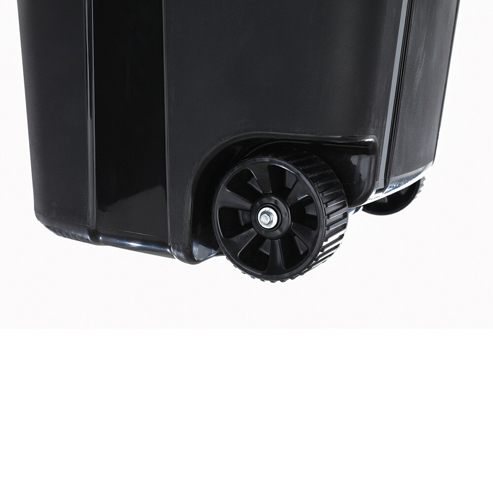 Project Source 45-Gallons Black Plastic Wheeled Trash Can with Lid Outdoor  in the Trash Cans department at