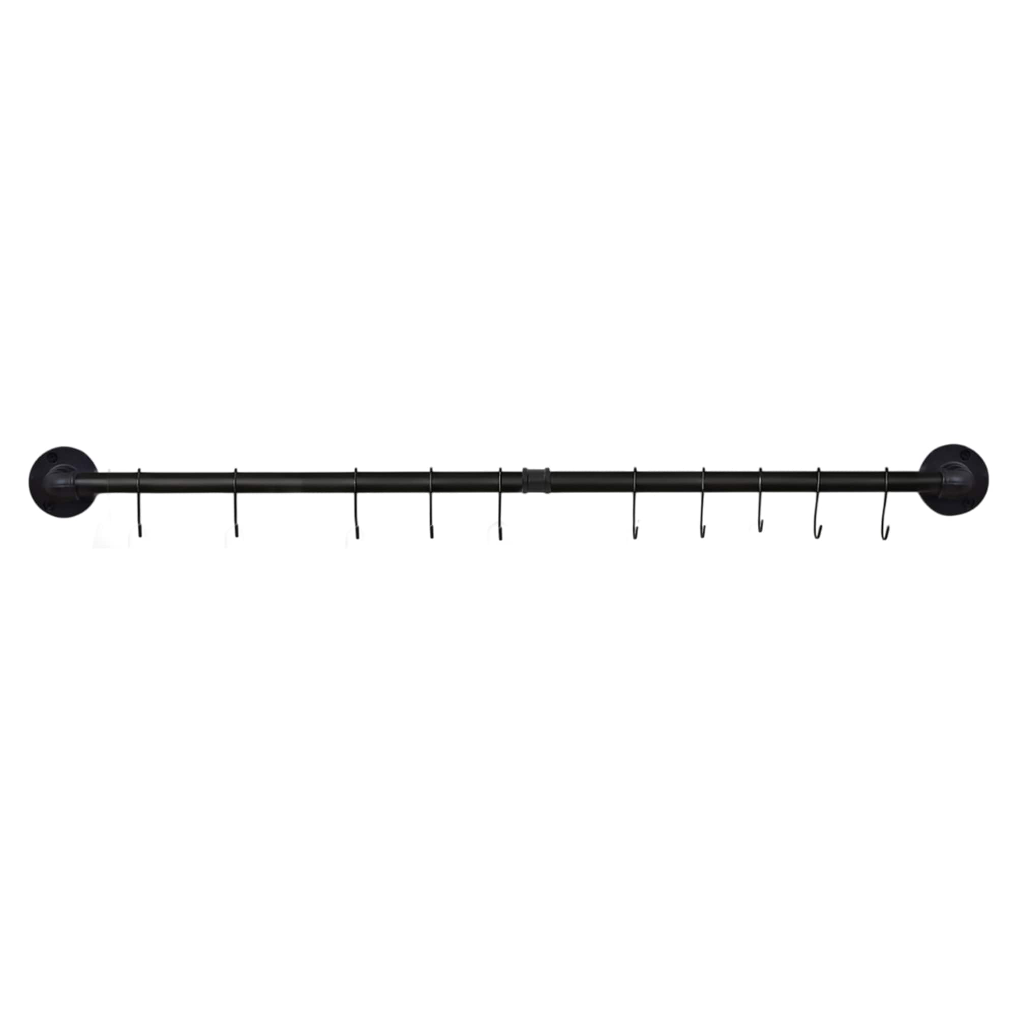 Etokfoks  38 inch Black Wall Mounted Industrial Pipe Pot Rack Hanging Rail for Kitchen Lids Utensils Pan Bar with 10 Hooks