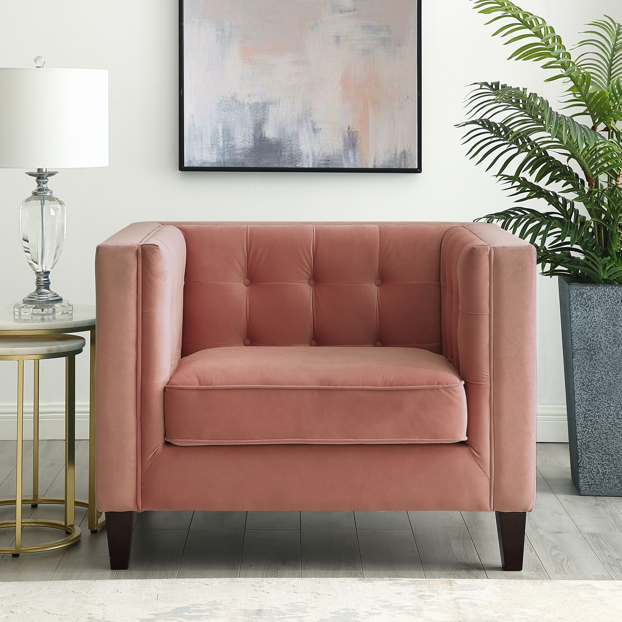 Inspired Home Miah Modern Blush Velvet Club Chair in the Chairs ...