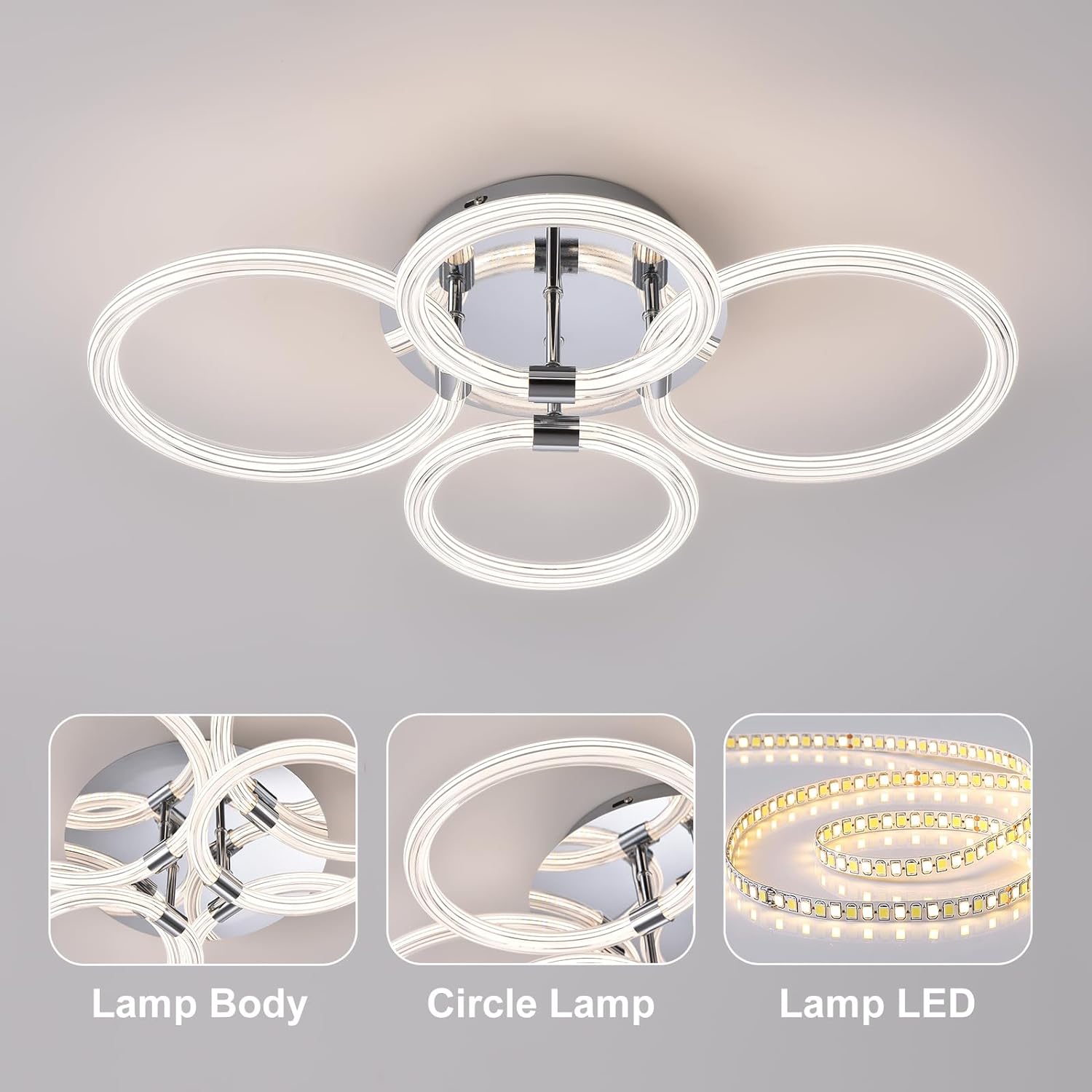 AAZJ NT-P155354 Flush Mount Light 4 -Light 16.7-in Matte White Flush Mount Light