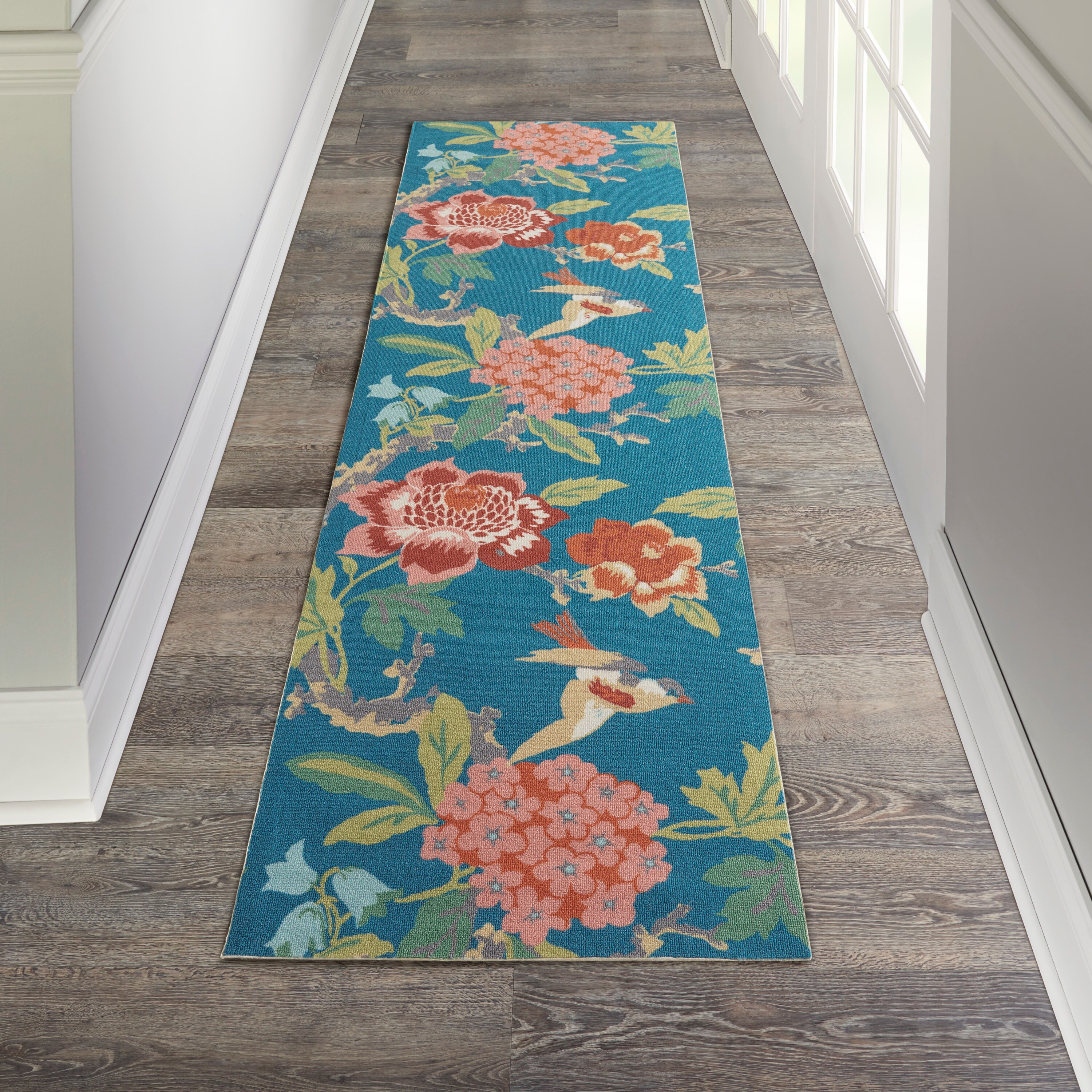 Nourison Sun N' Shade x Bluecolor Indoor/Outdoor Floral/Botanical  Runner Rug in the Rugs department at