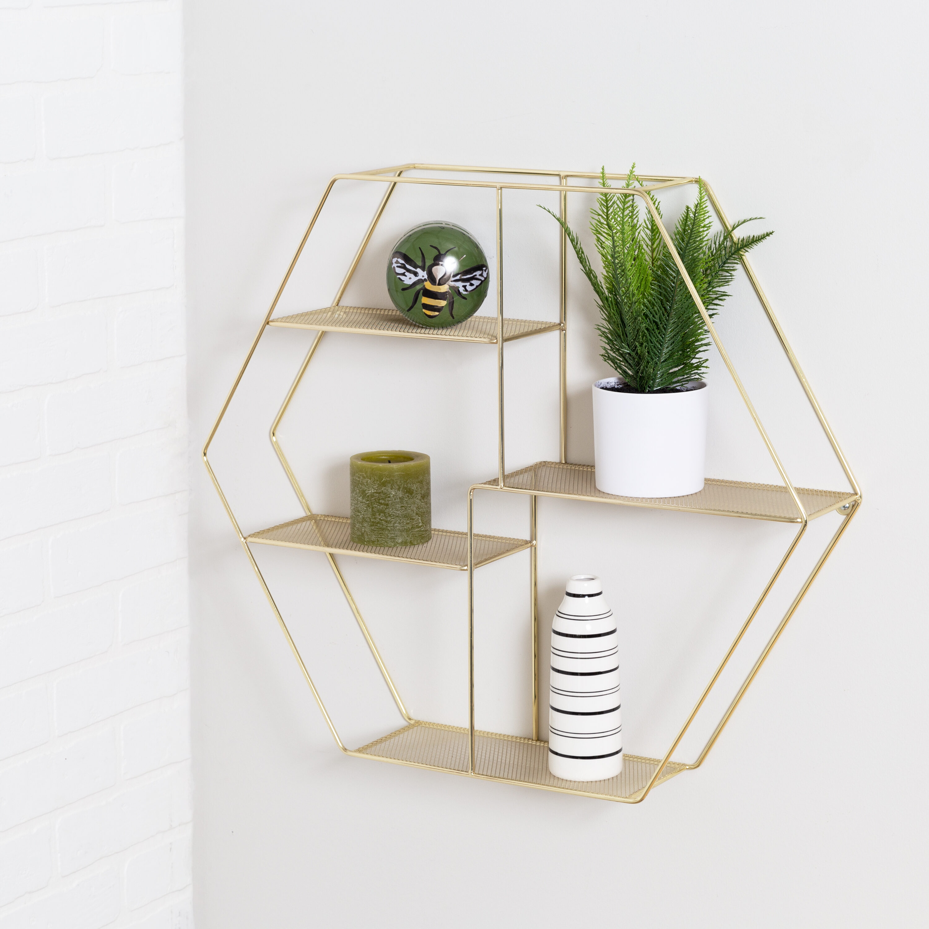 Home Decorators Collection Gold Metal Glam Tiered Wall Shelf