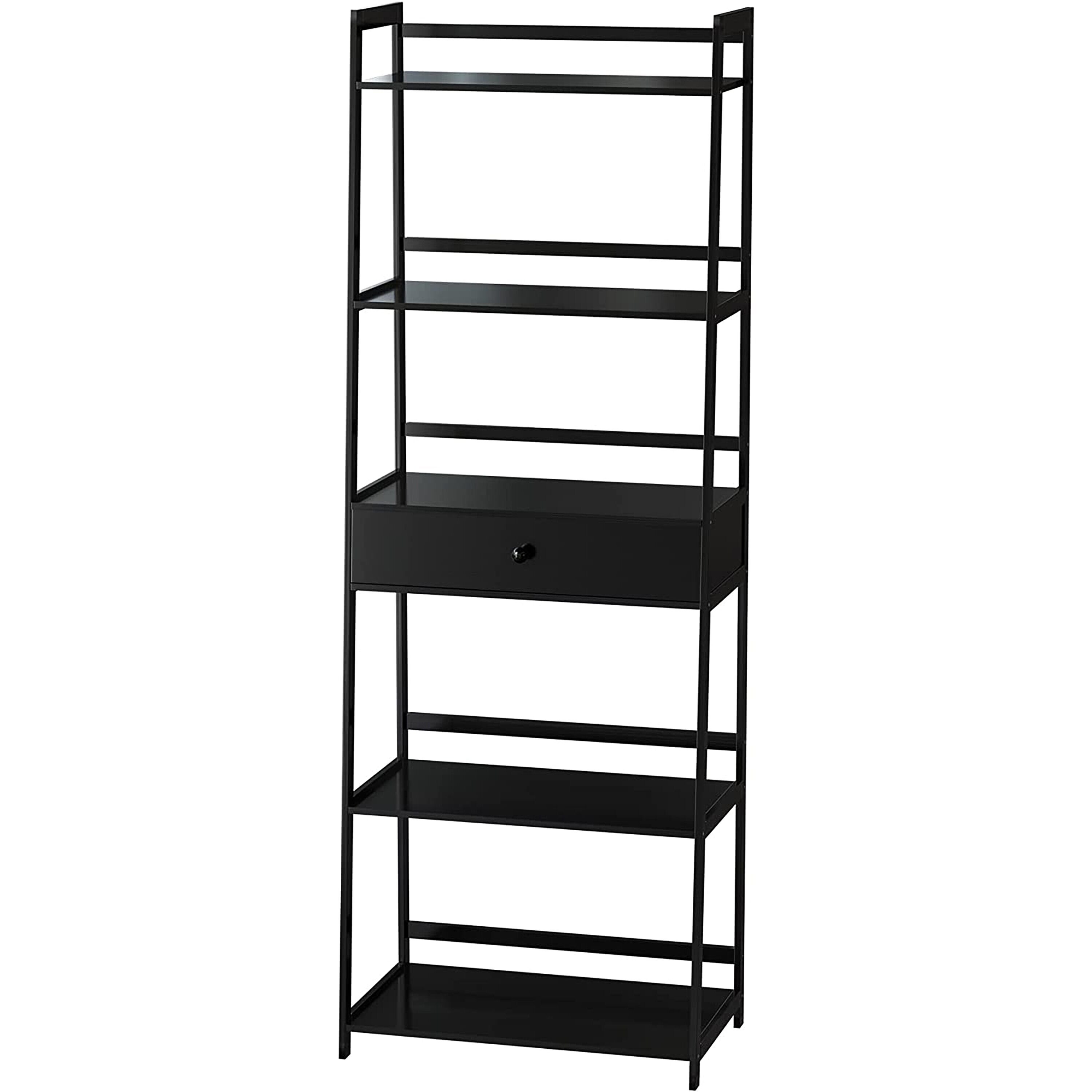 Wrightmaster Bookshelf, Ladder Shelf with Drawers, 5 Tier Tall Bookcase,  Modern Open Book Case for Bedroom, Living Room, Office, Natural in the  Freestanding Shelving Units department at