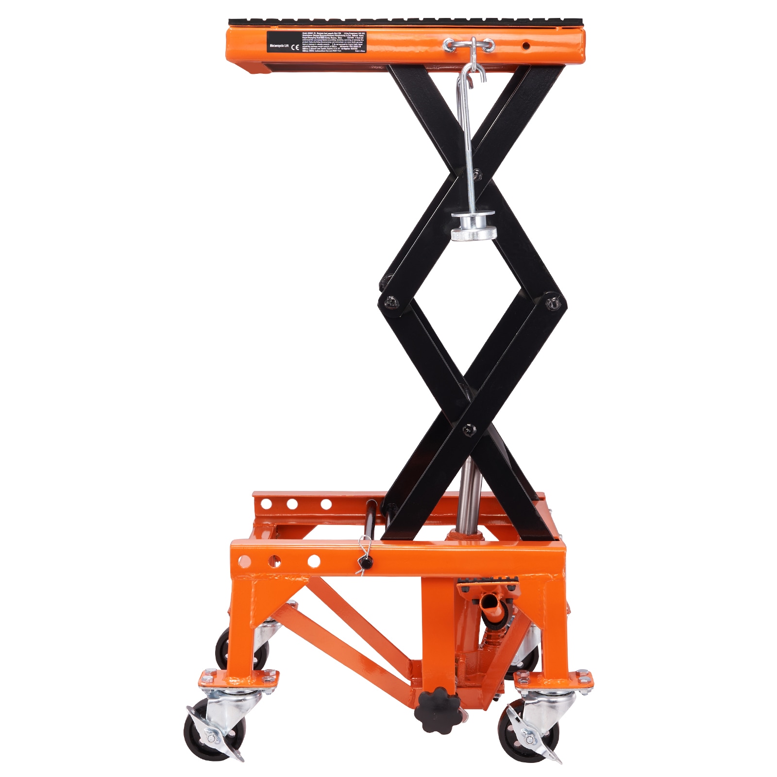 SVOPES SVOPESMTCSJJY03040V0 Hydraulic Bike Elevator 350 LBS Load Motorcycle Scissor Elevator with Broad Platform J-hooks 4 Casters Hydraulic Foot-Controlled Stand for ATV Off-road Motorcycles