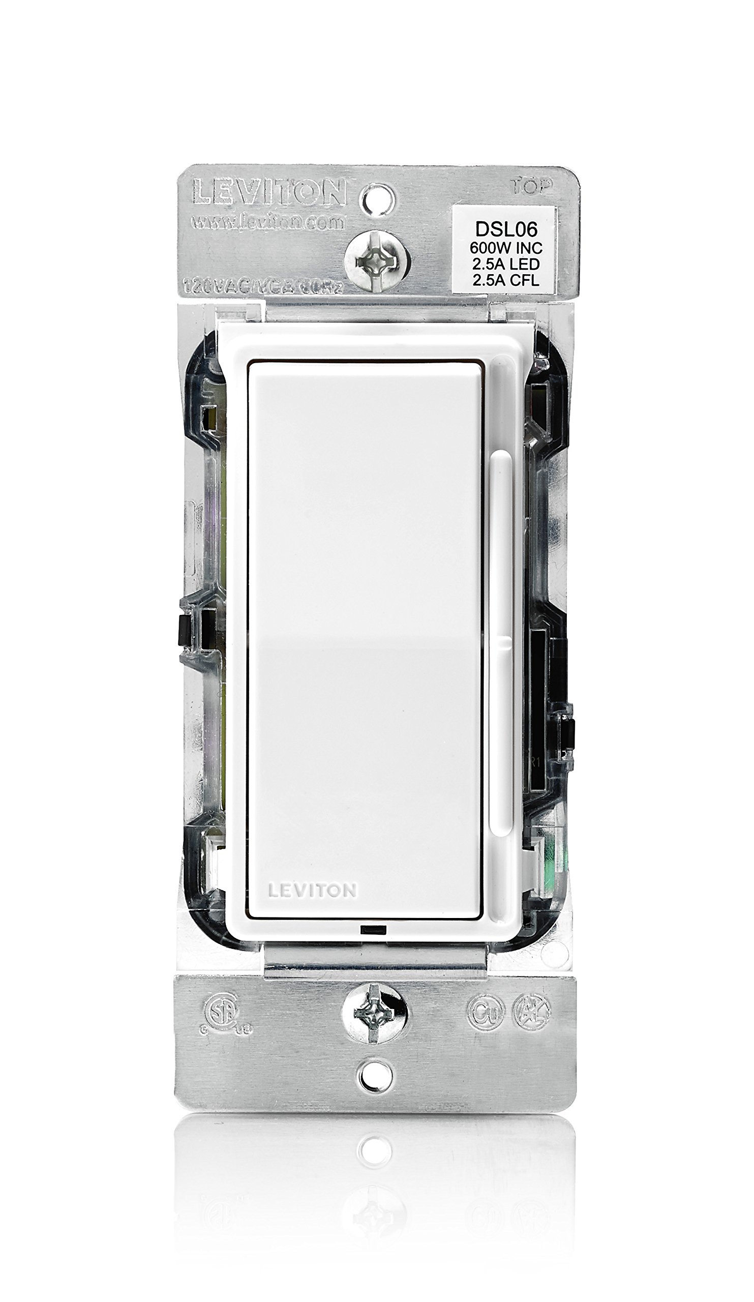 Leviton  Decora Slide Dimmer Switch for LED Halogen and Incandescent Bulbs  Model DSL061LZ in White