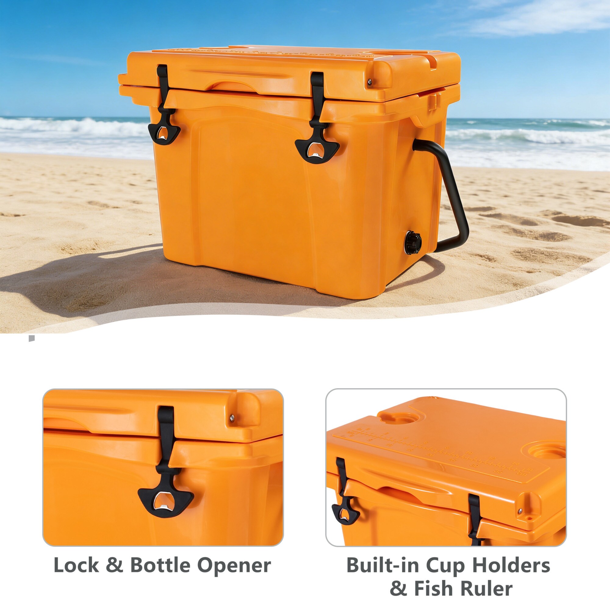 Wooakway 25QT Portable Cooler Insulated Hard Cooler with Bottle Opener ...