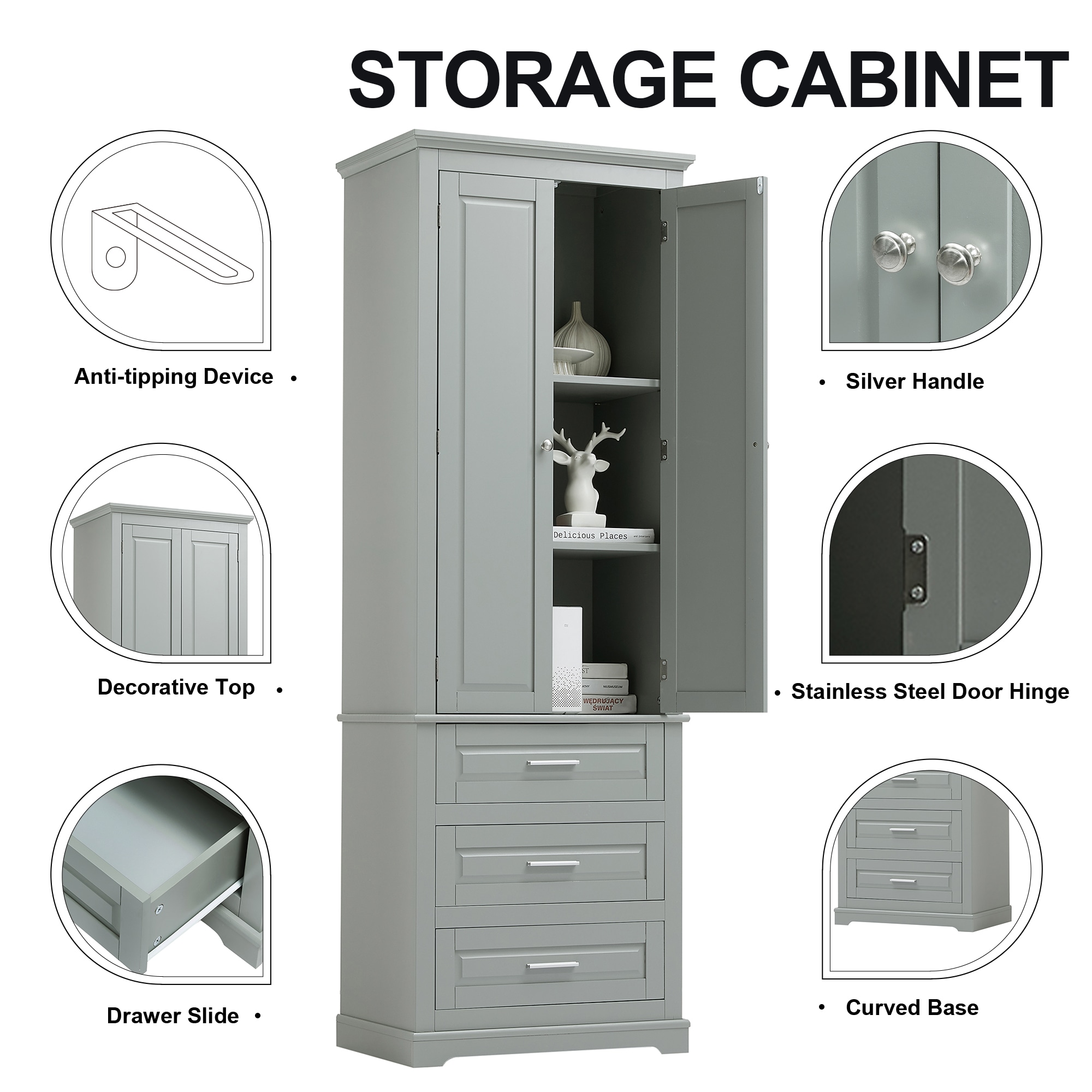 ModernLuxe L3P-WF299282AAE Bathroom-Wall-Cabinets - View #3