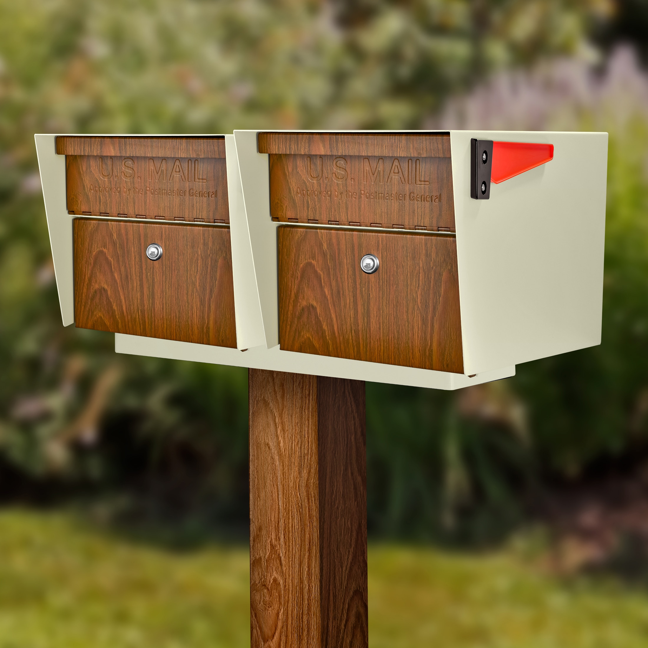Mail Boss Mail Manager X2 In-Ground Combo Kit Locking Metal Standard Mailbox Multiple colors/finishes with Post #7520-X2-WG-IG