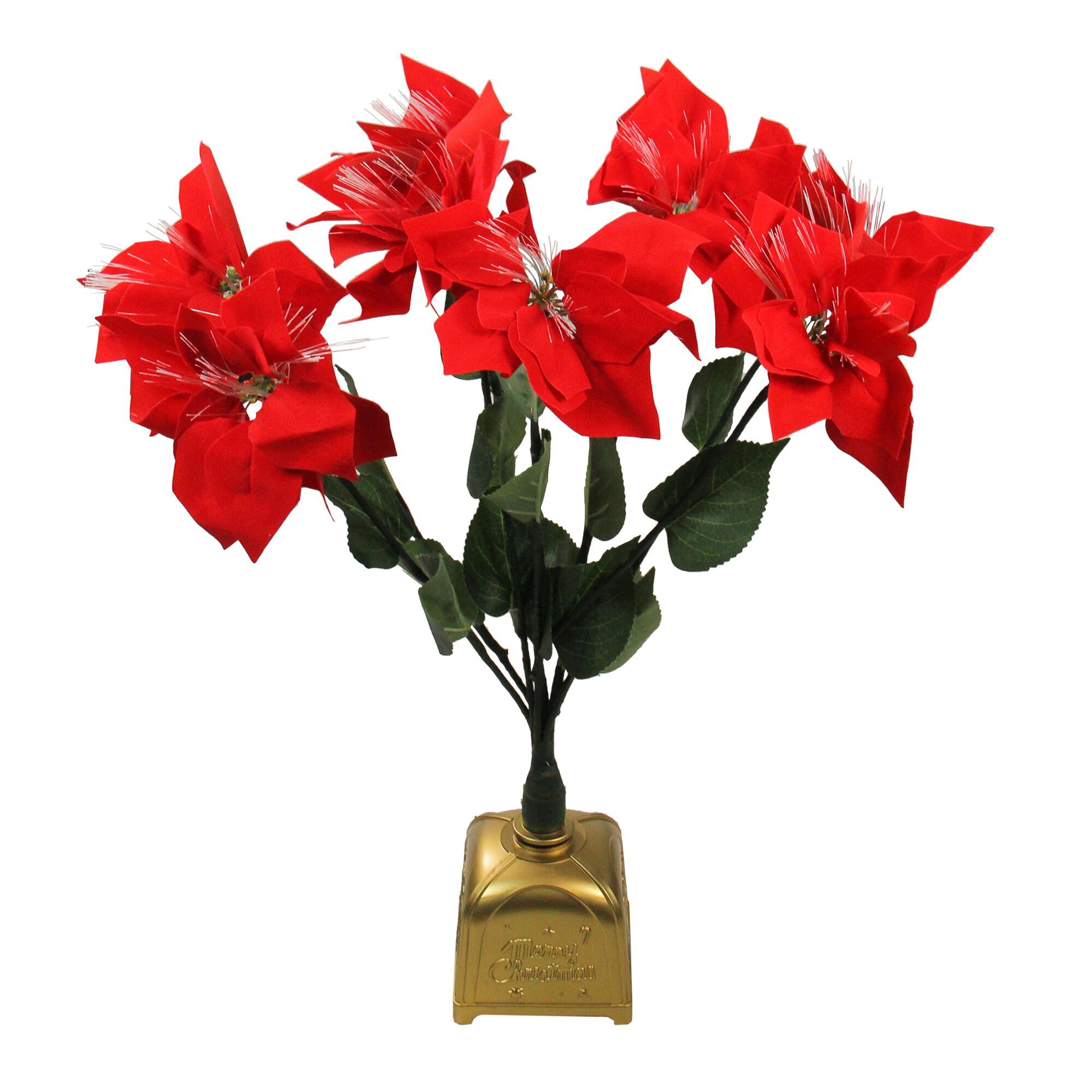 15 ''Red Artificial Christmas Poinsettia with Gold Wrapped Pot 
