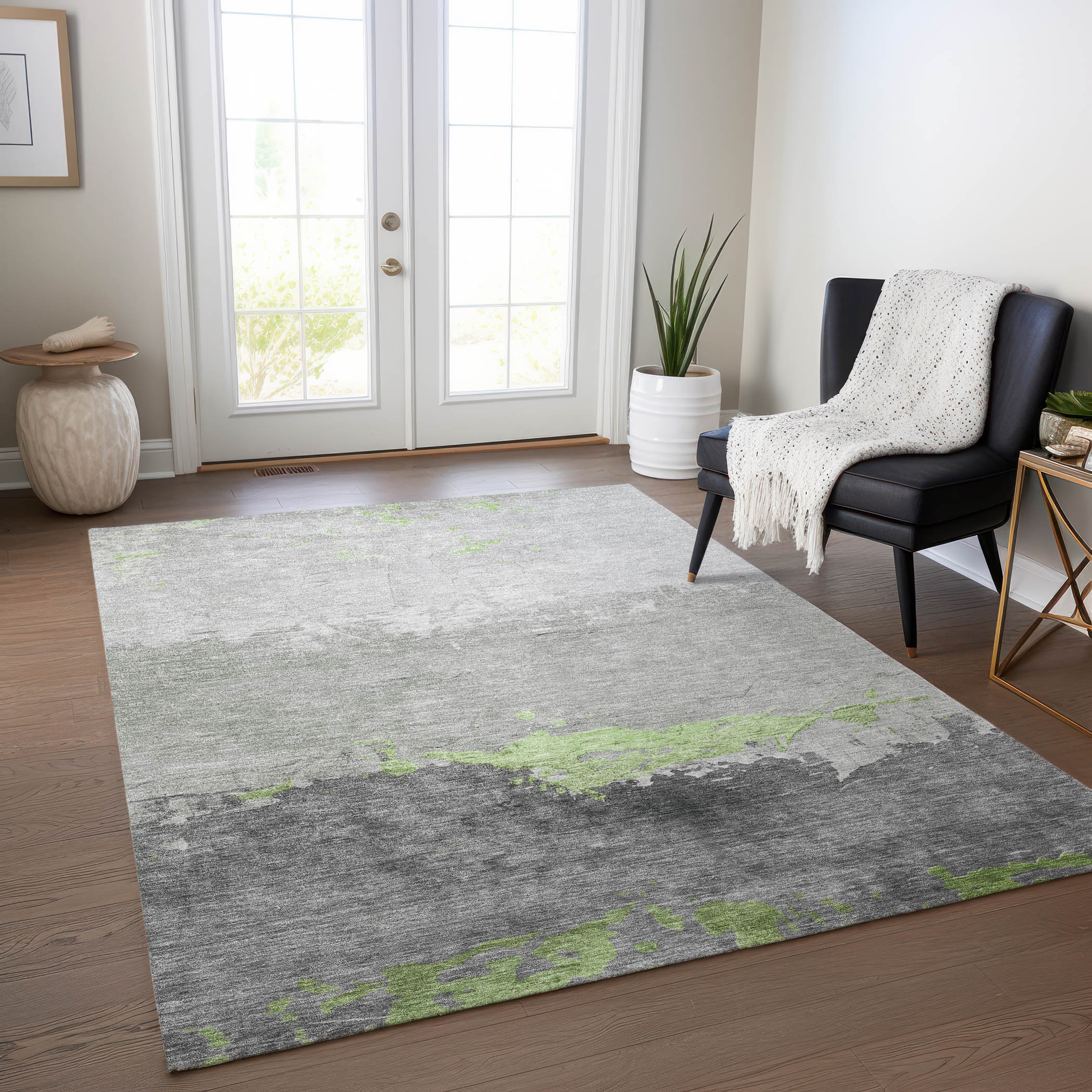 Addison Rugs ACN1885AL8X10 Chantille ACN1885AL 8 x 10 (ft) Loomed Polyester Aloe Rectangular Indoor/Outdoor Geometric Machine washable Area rug