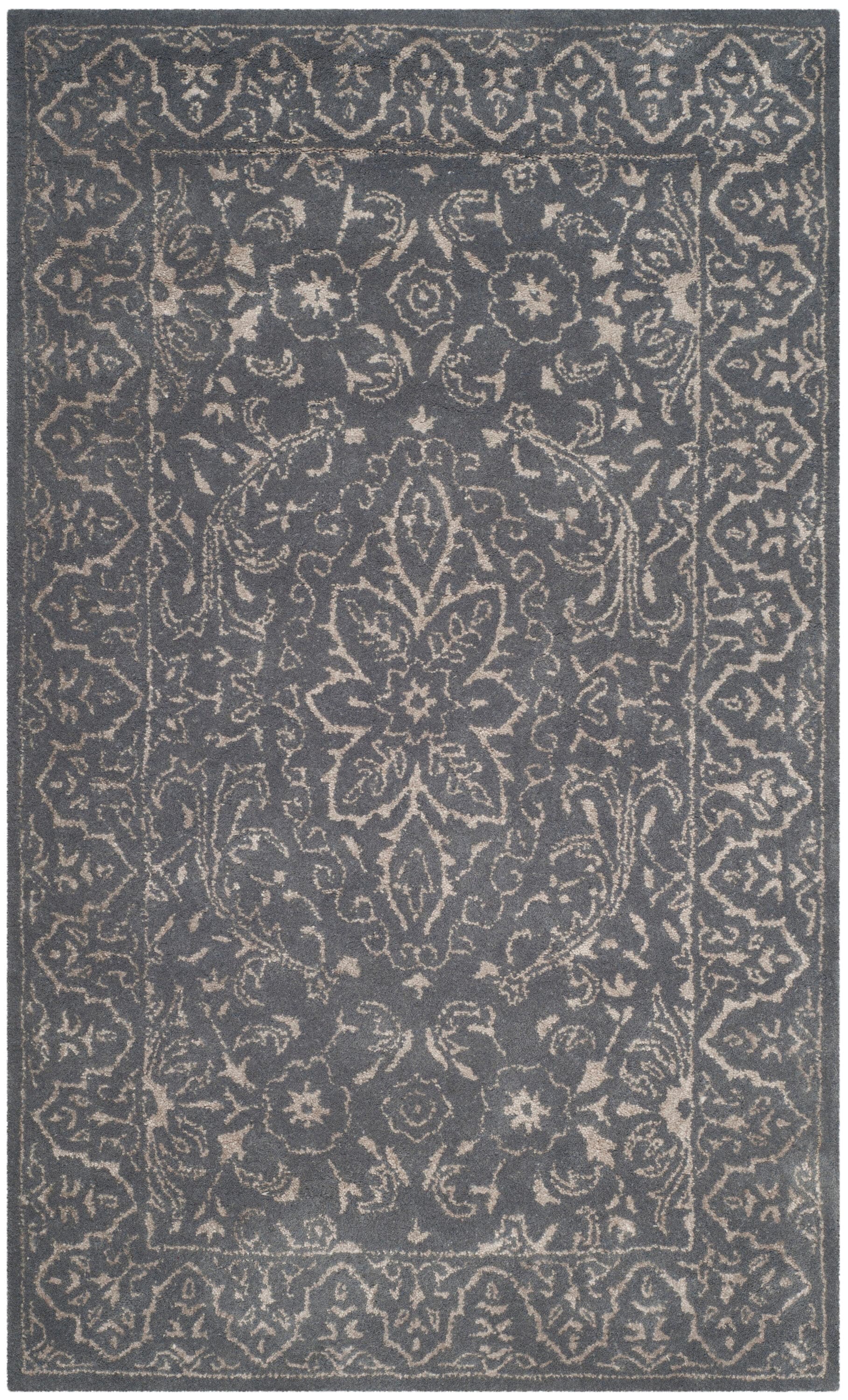 Safavieh GLM516B-3 Glamour Cleo 3 x 5 (ft) Tufted Synthetic Steel/Blue Rectangular Indoor Floral/Botanical Vintage Throw rug