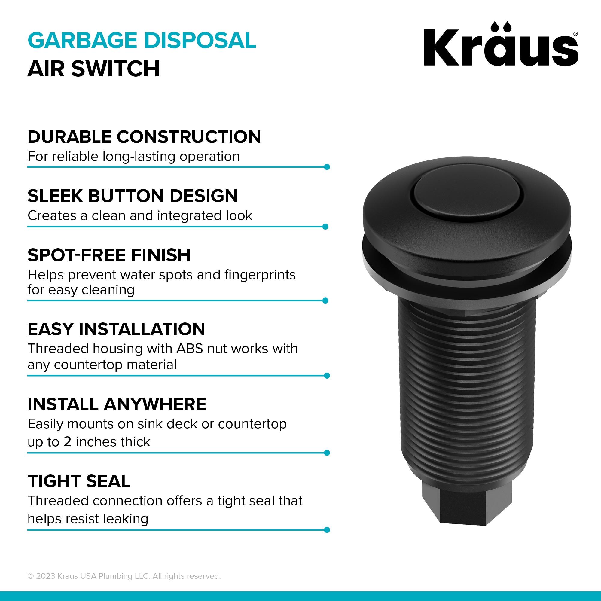 Kraus Kore 2.78-in Matte Black Brass Garbage Disposal Switch in the Garbage  Disposal Parts  Tools department at