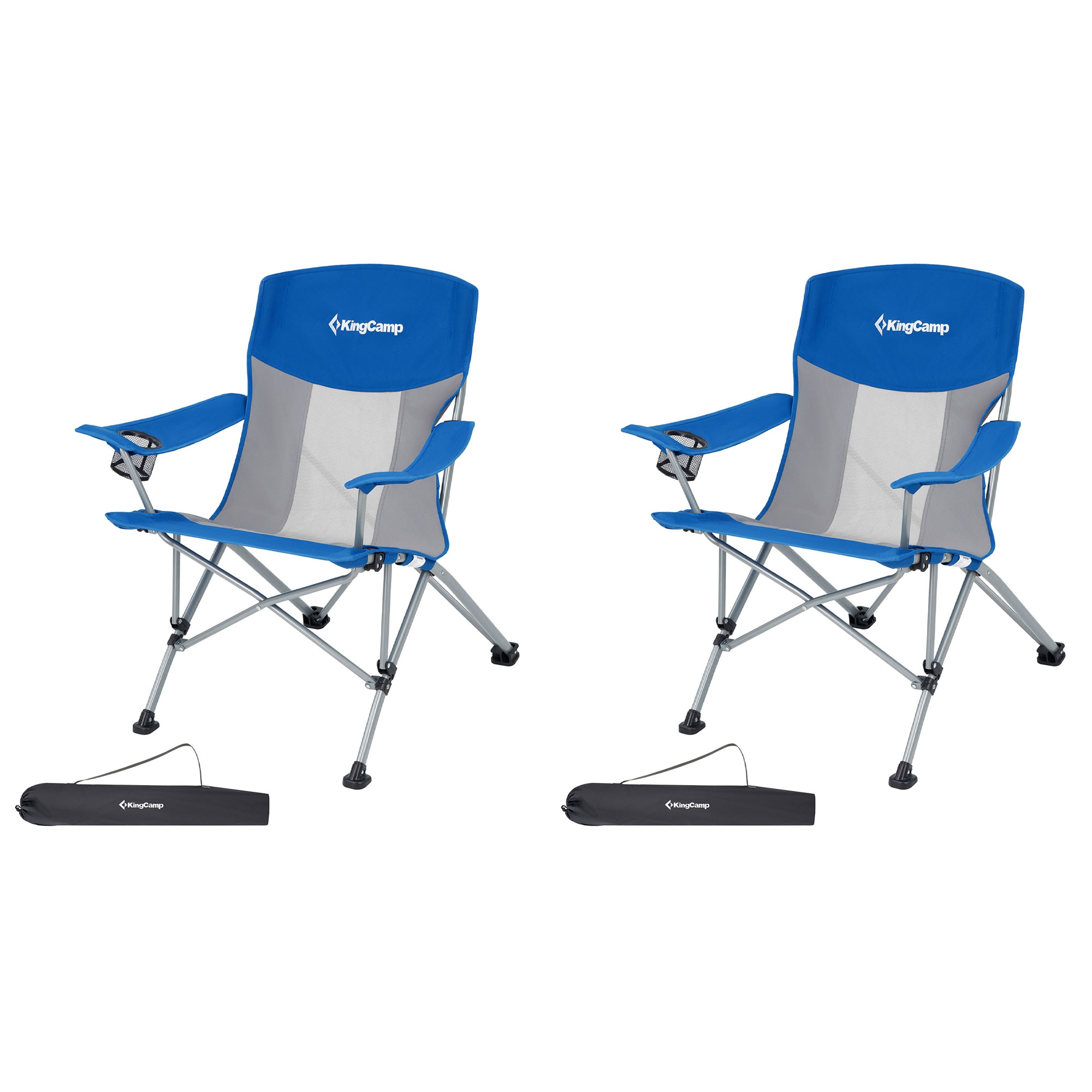 KingCamp 407065 Polyester Blue/Gray Folding Camping chair Adjustable and Carrying Strap/Handle Included