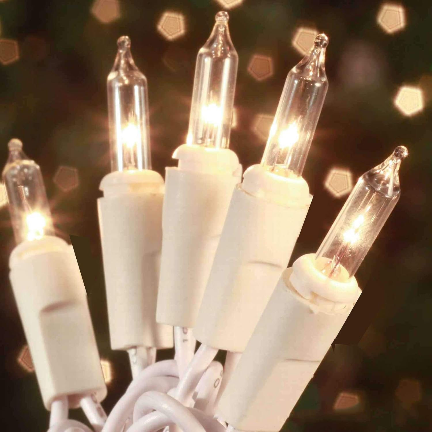 Segrass 100-Count Mini Clear Bulb String Lights 21 ft White Wire UL Certified for Indoor and Outdoor Use
