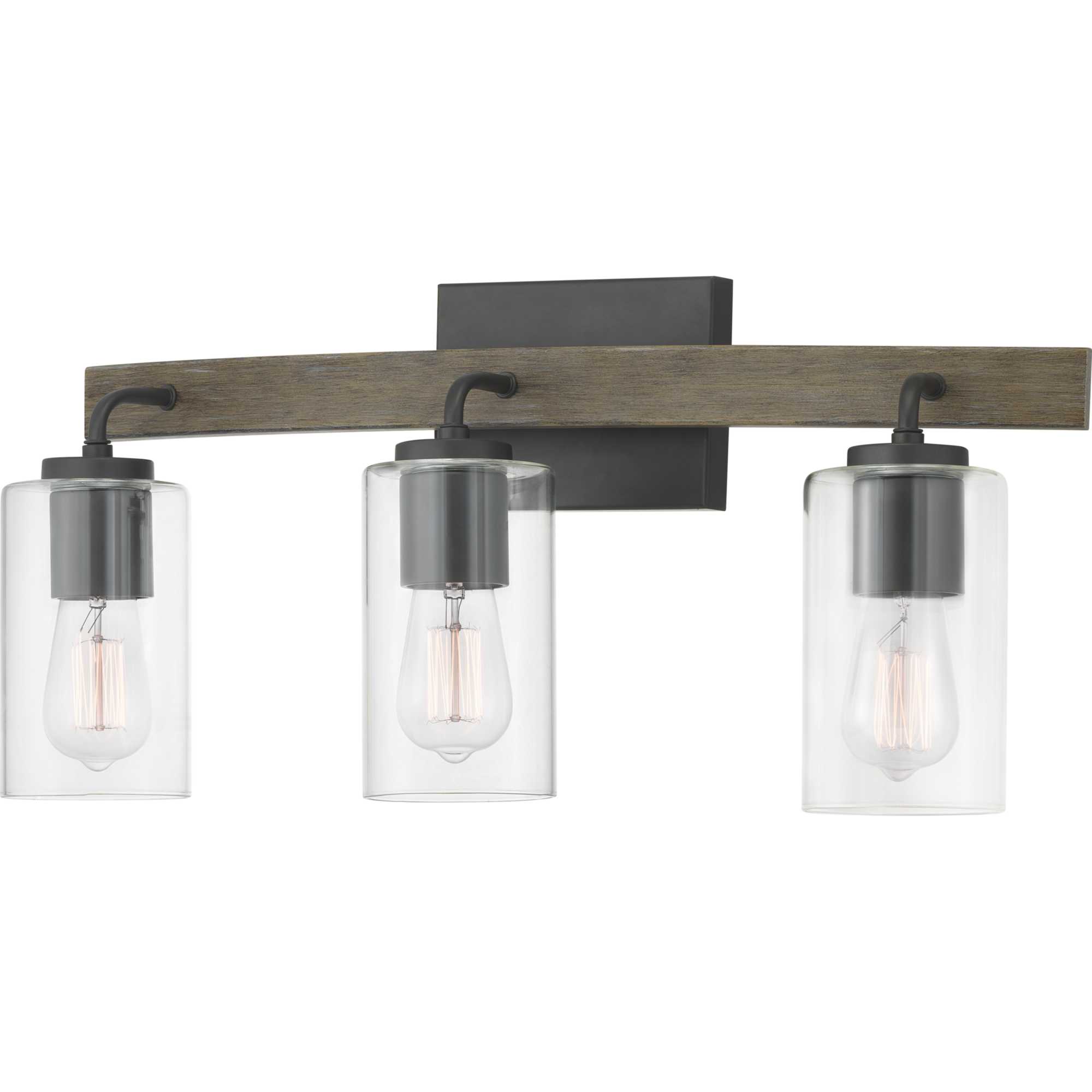 Progress Lighting Bradberry 24-in 3-Light Weathered Oak and Graphite ...