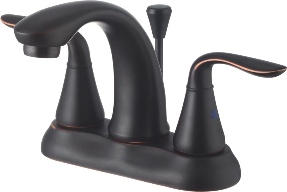 CMI 201-6610 Majestic Oil rubbed bronze 4-in centerset 2-handle WaterSense Mid-arc Commercial/Residential Handle Bathroom Sink Faucet with Drain with Deck Plate