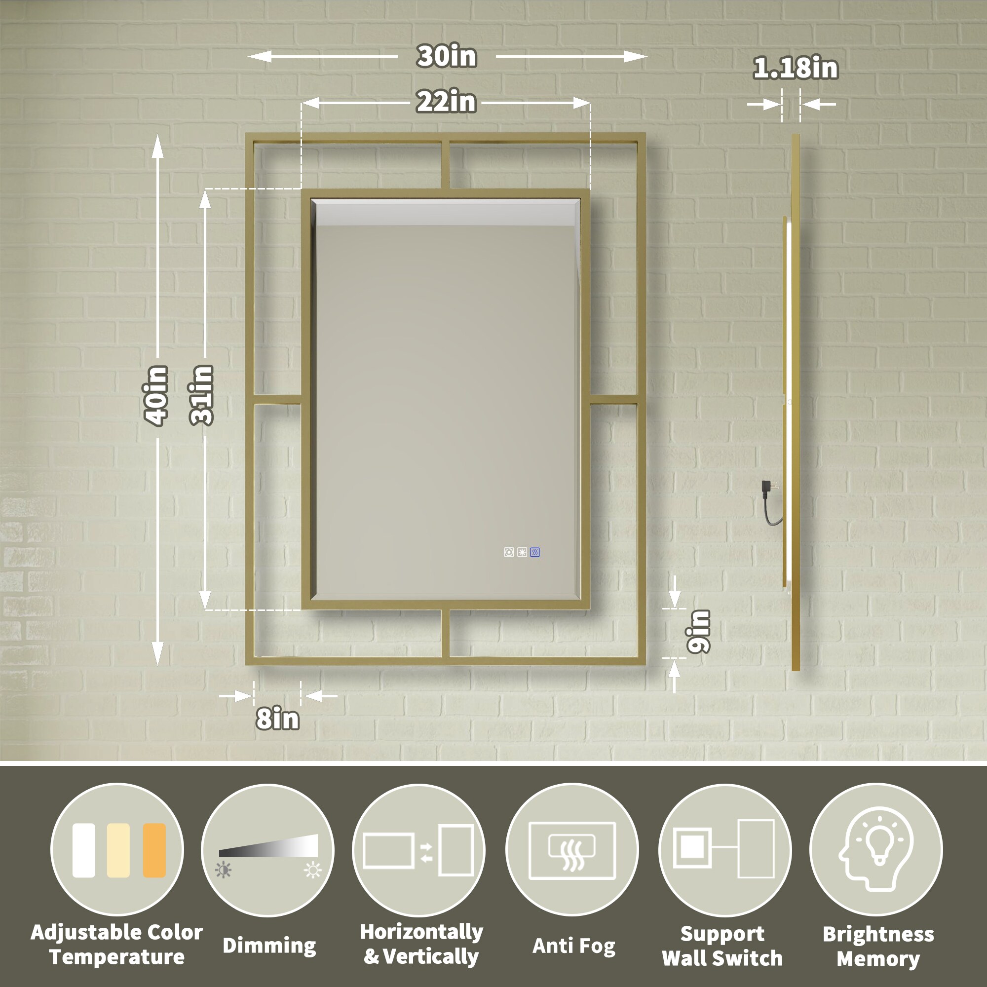 ExBrite EXBM3040V10GXX Framed-Bath-Mirrors - View #2
