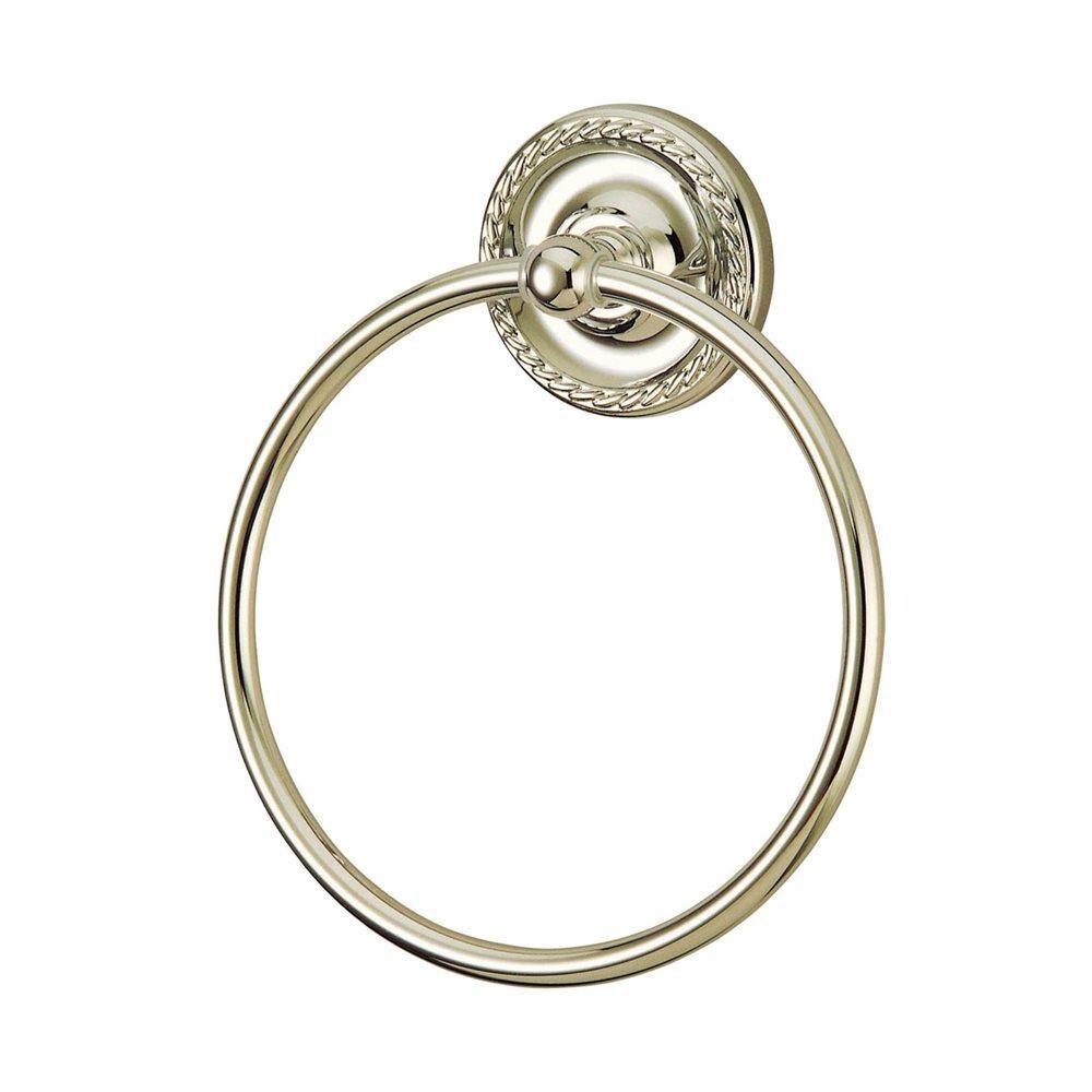 Elements of Design Laurel Brushed Nickel Wall Mount Single Towel Ring at