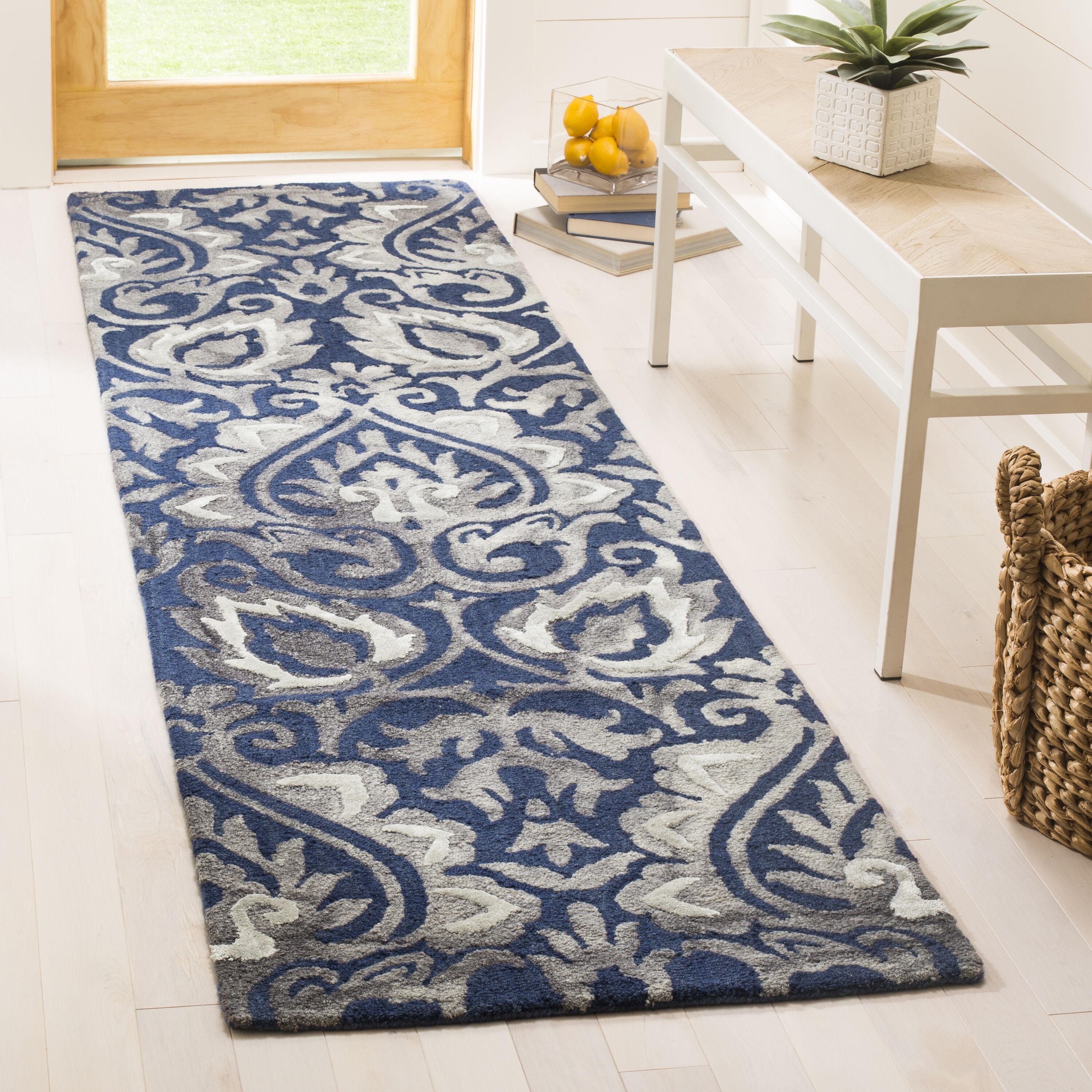  Dip Dye 511 Navy/Gray Traditional 2ft-3in x 8ft Runner Rug