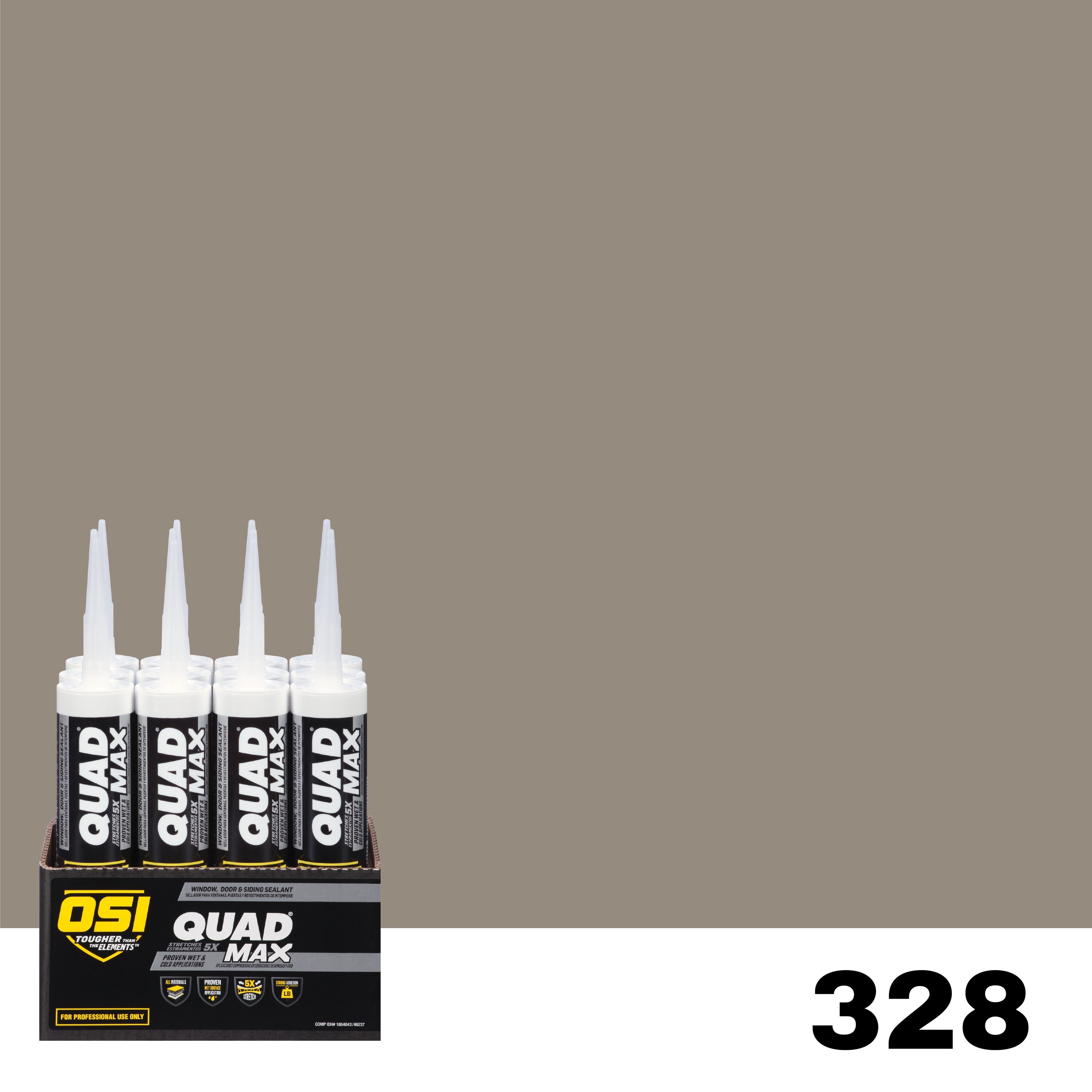 OSI 1869357 Quad Max 12 -Pack 9.5-oz Window door Clay 328 Paintable Advanced Sealant Caulk