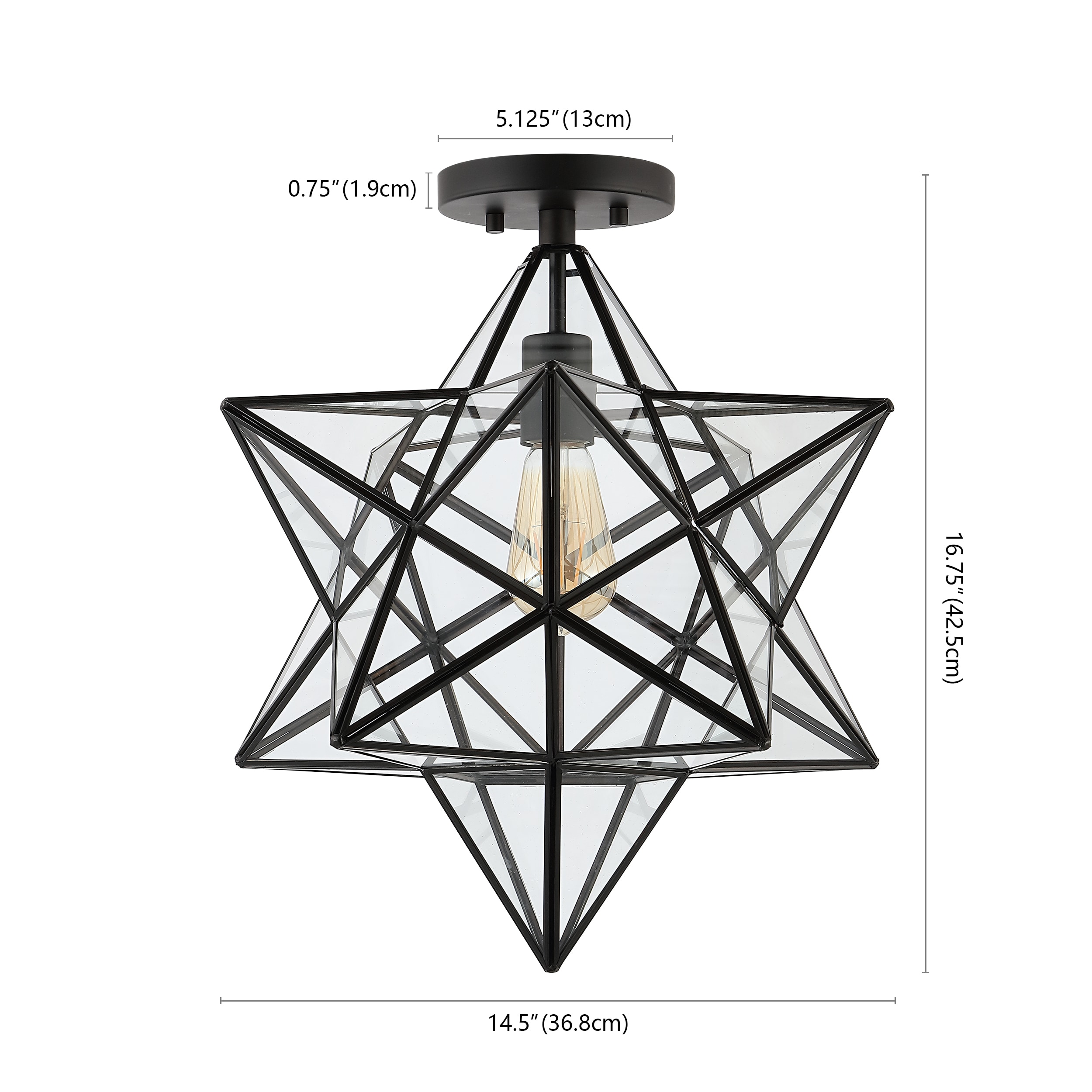 Ava 14.5" Black Clear Glass LED Farmhouse Bohemian Flush Mount Light