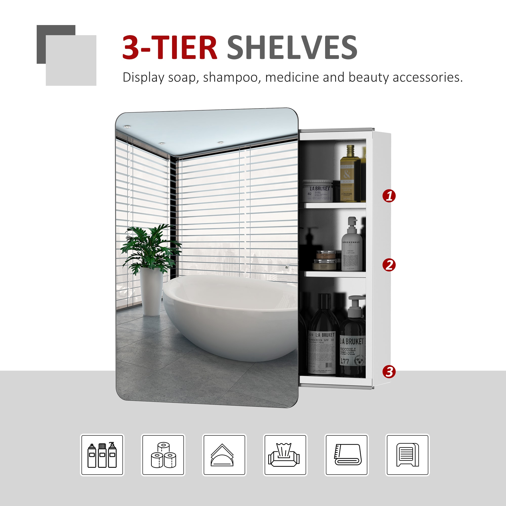 Forclover HBV-AO1215 Bathroom-Medicine-Cabinets - View #6