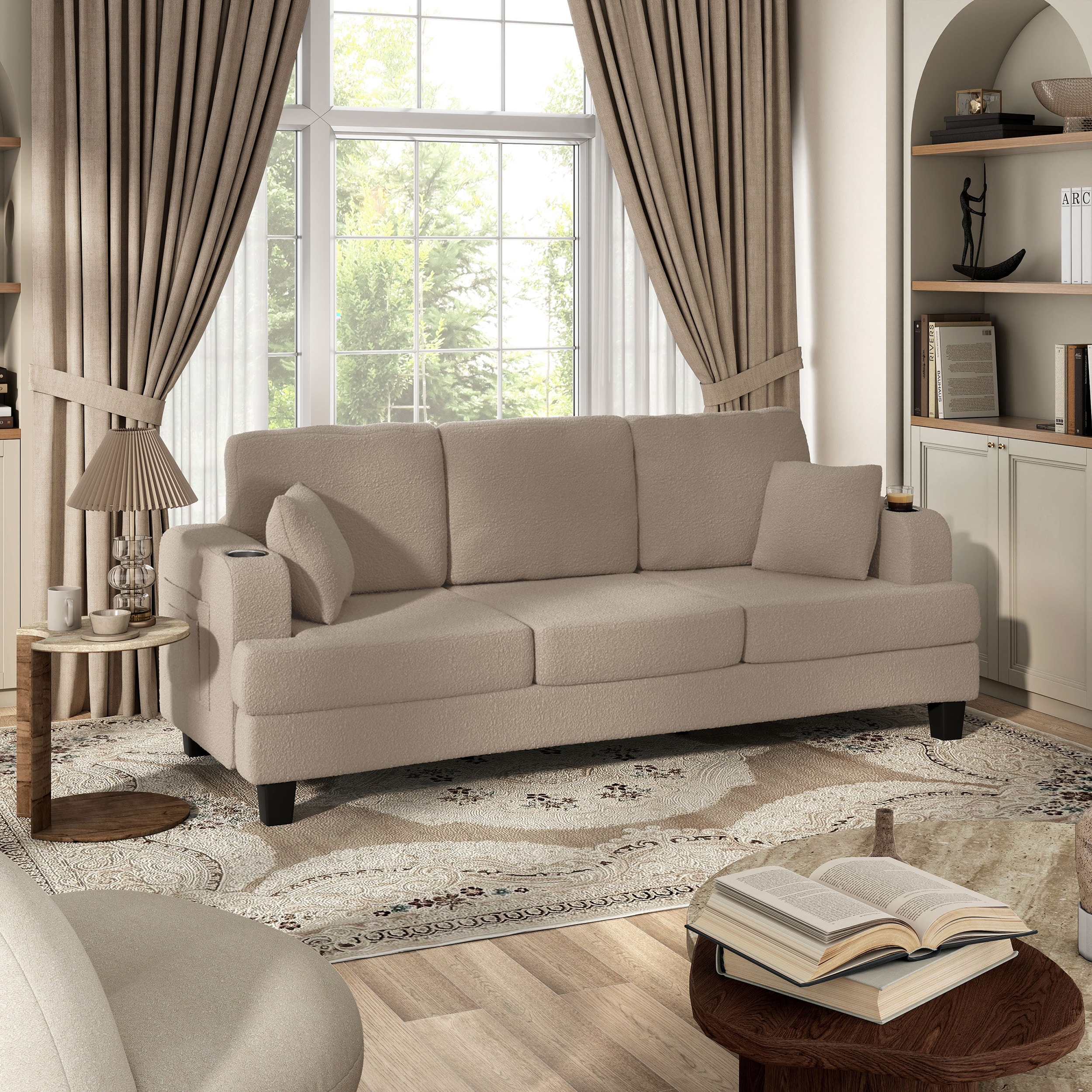 Furniture of America IDF-SL6936BG-SF Colby 85-in Modern Beige 3 -seater Sofa