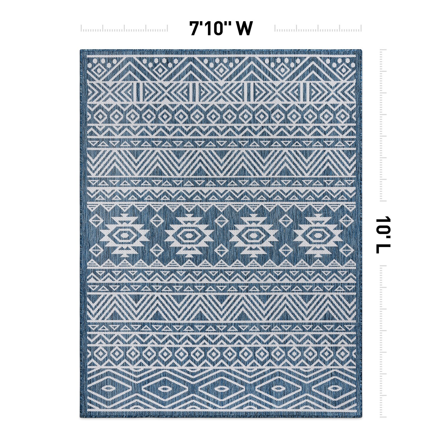 Navy Geometric 8'x10' Synthetic Flat Woven Reversible Rug
