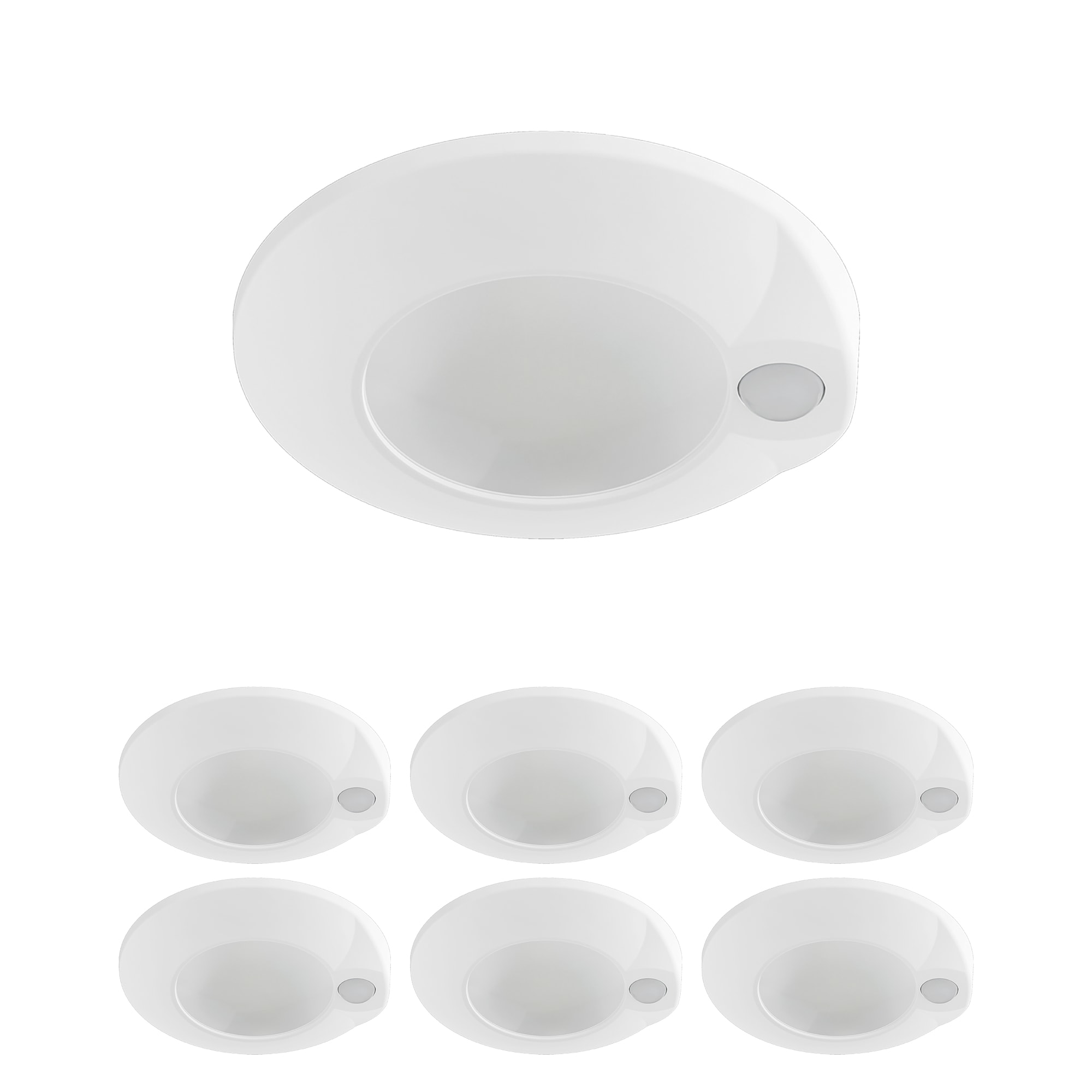 HALO HALO HLCE Motion Sensor LED Ceiling Light 4-in Matte White Outdoor LED Tunable White Motion Sensor Flush Mount Light with Frosted Glass with Polycarbonate Shade 6 -Pack