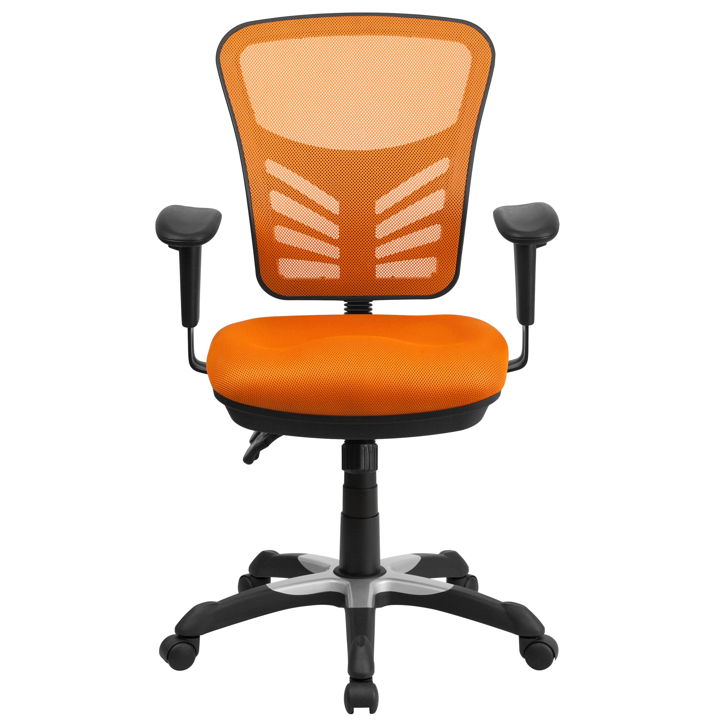 Orange Mesh Mid-Back Executive Swivel Chair with Adjustable Arms