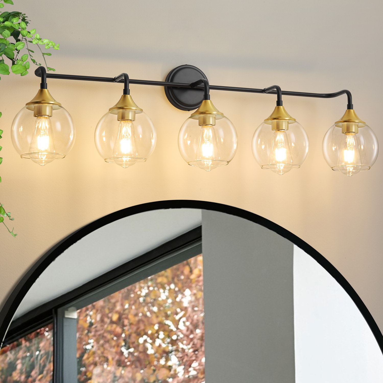 POWLIG L-1796-5BG Vanity Light 38.9-in 5 -Light Brushed Black Modern/contemporary Vanity light