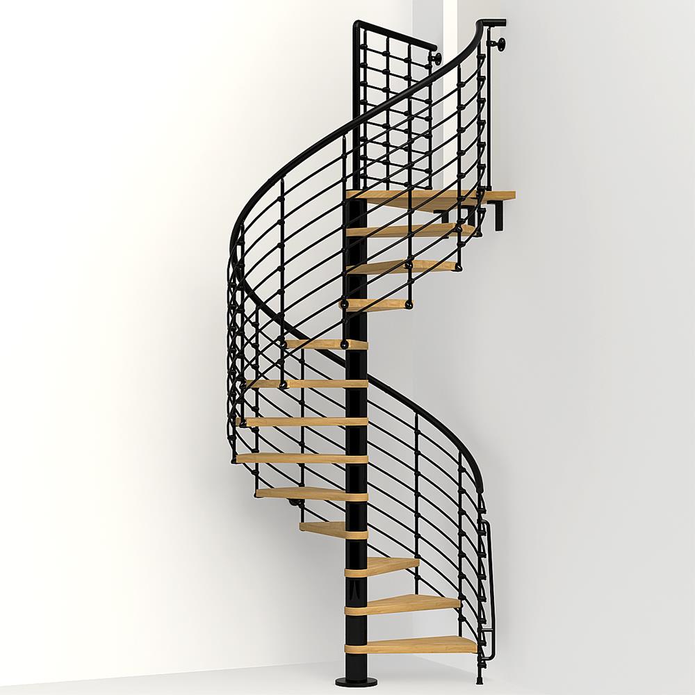Arke Oak Xtra 63-in x 10-ft Black Spiral Staircase Kit