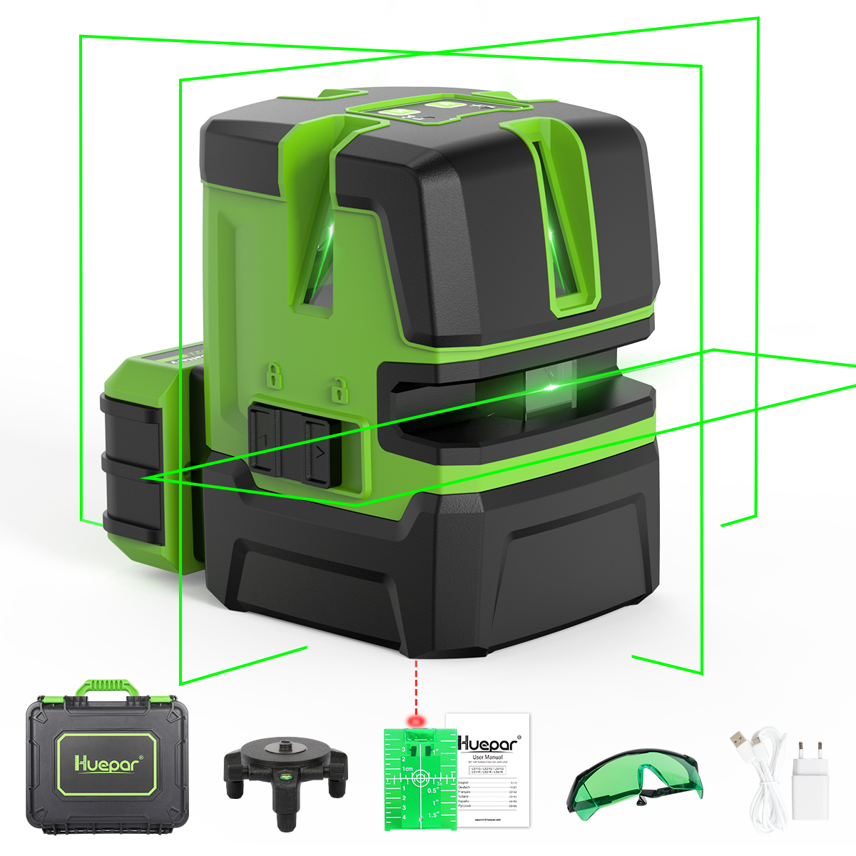 Huepar NT411G 197-Feet Green Self-Leveling Cross-line Laser Level