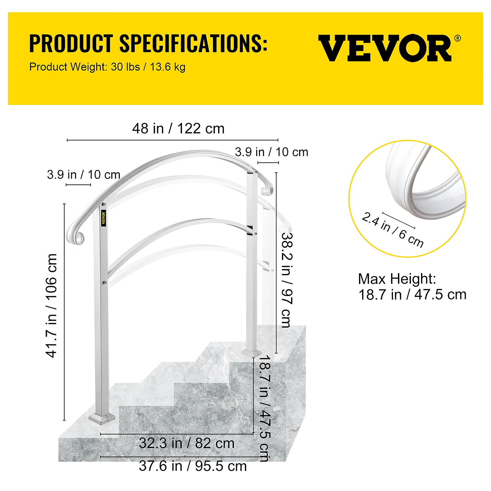 VEVOR 4FTHWTYFSWHITE001V0 Interior-Stairpart-Railing - View #8