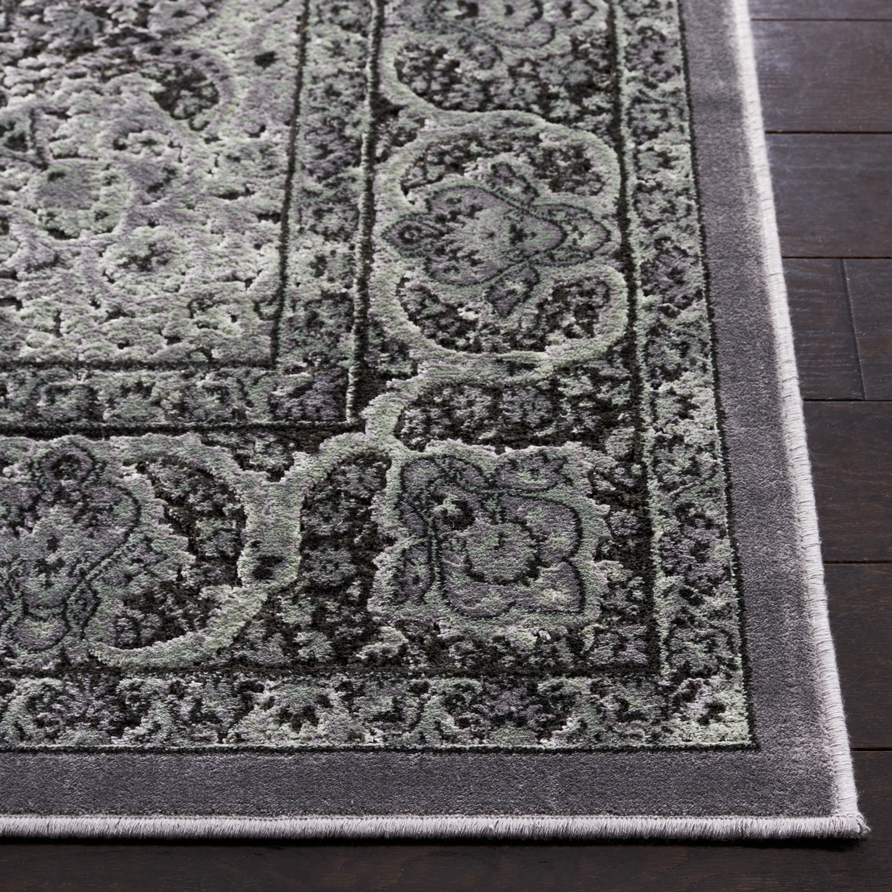Reversible Luxe Light Grey & Anthracite Wool-Silk Blend Area Rug, 8' x 11'2"
