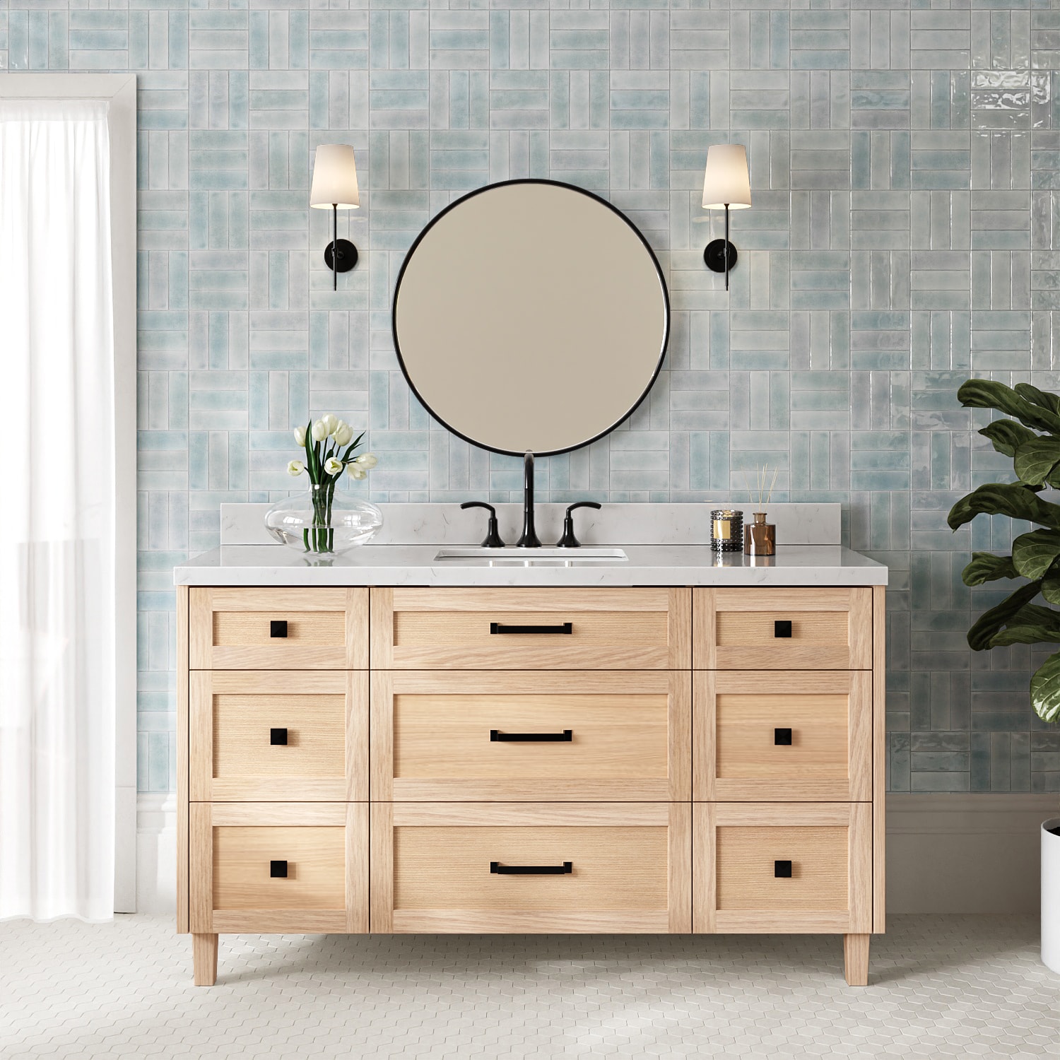 ARIEL Monroe Undermount Bathroom Vanity with Carrara White Marble or Quartz Top