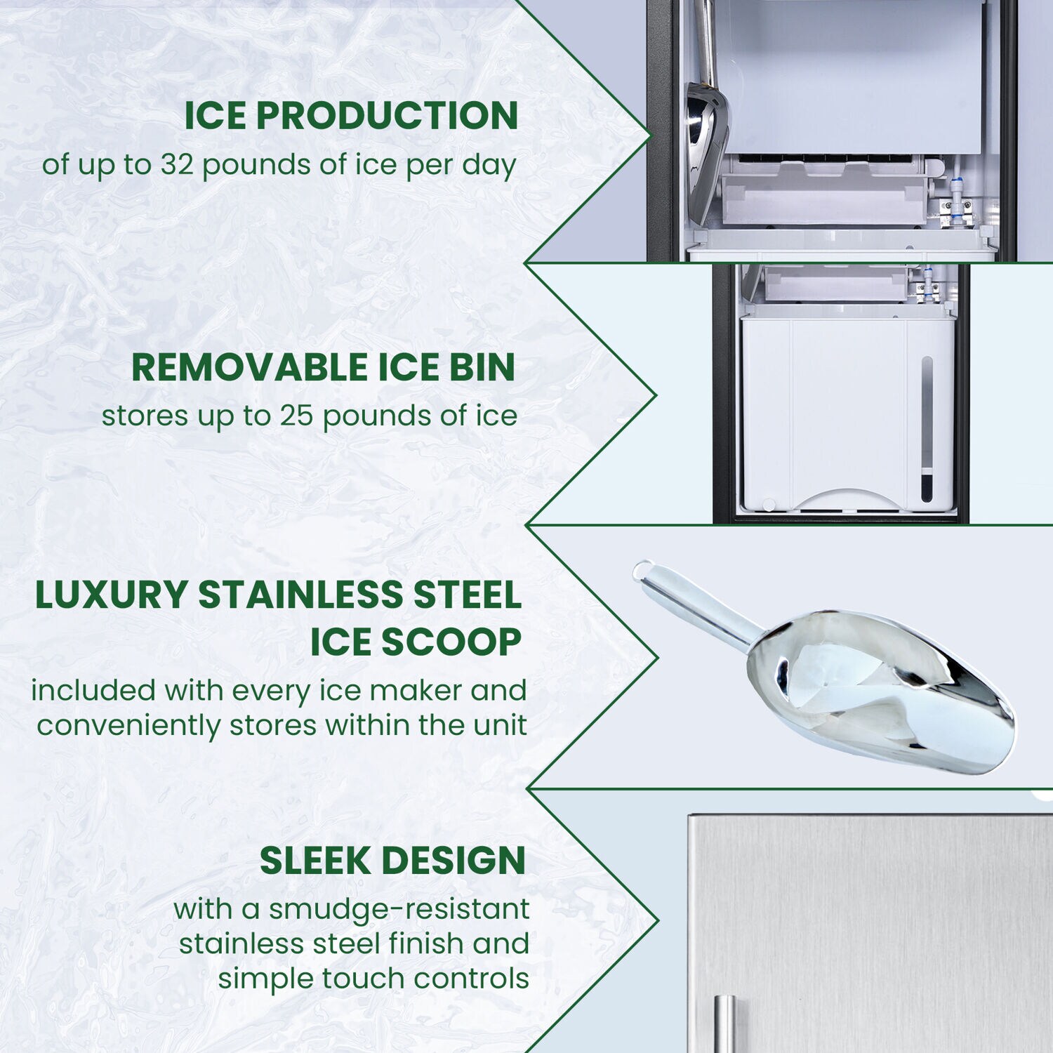 KitchenAid 22.8-lb Drop-down Door Built-In Cubed Ice Maker (Stainless Steel  with Printshield) in the Ice Makers department at