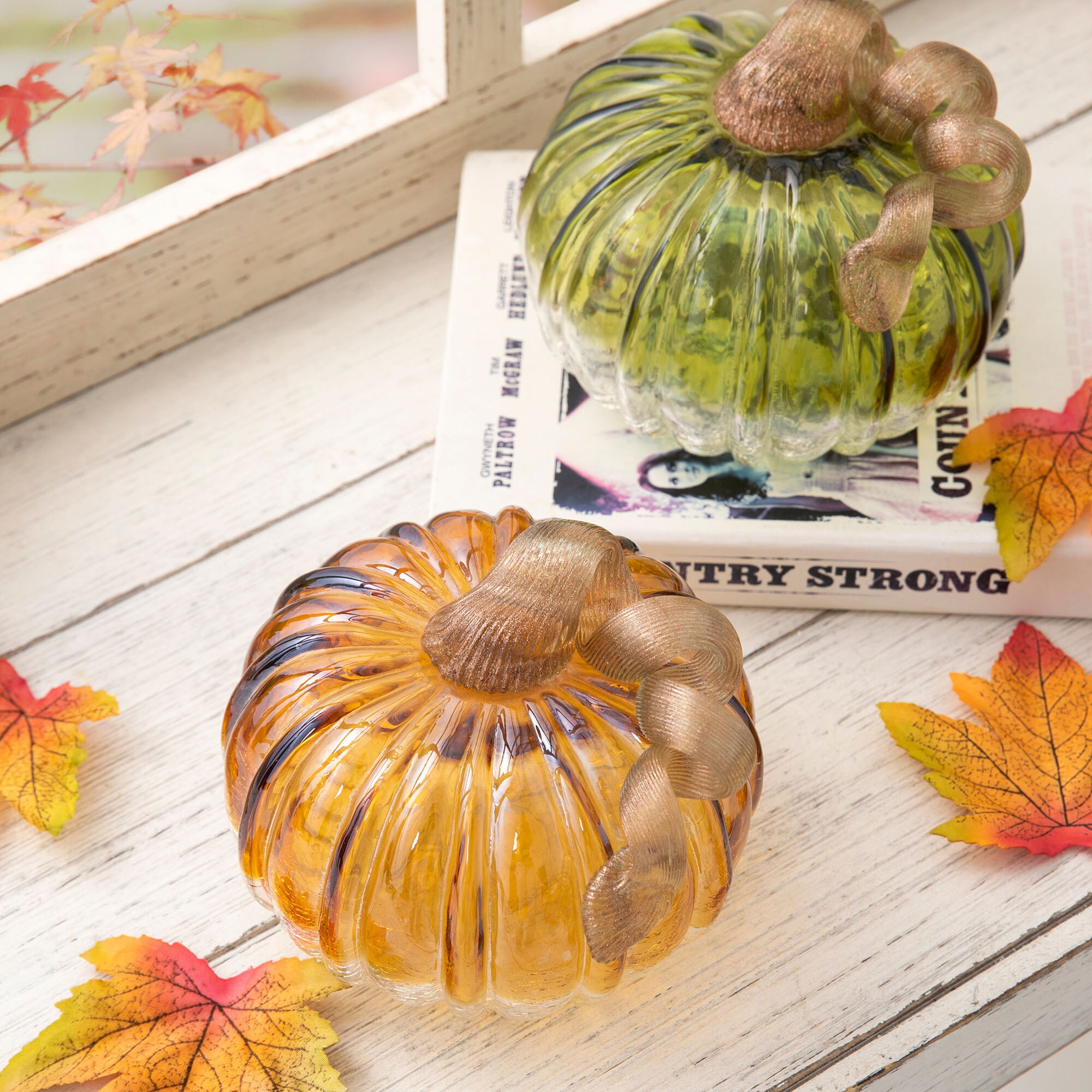 Glitzhome 8.27-in Pumpkin Tabletop Decoration (2-Pack) In The Fall ...