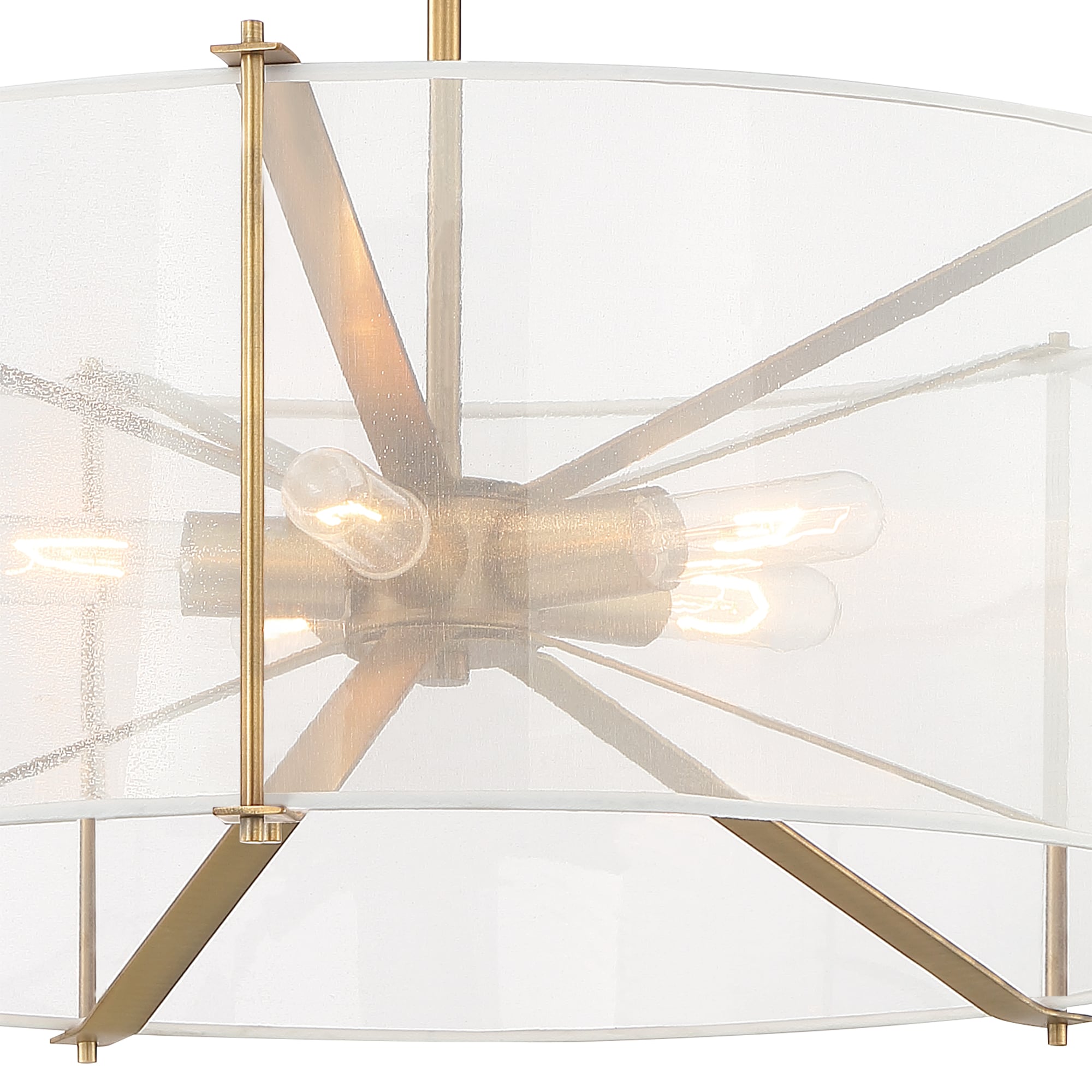 Daybreak Old Satin Brass 26" Drum Pendant with Organza Shade