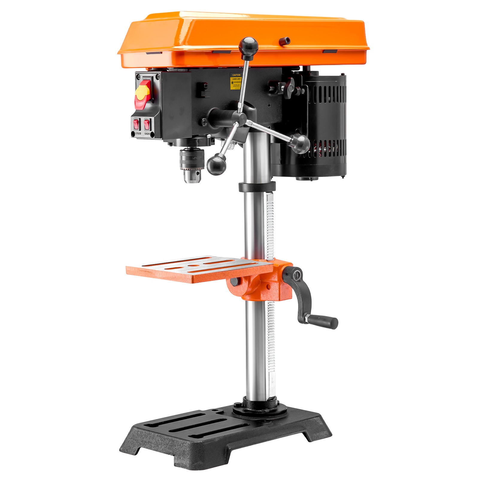 GIVIMO 10-in Benchtop Drill Press 6.2-Amp Induction Motor 5-Speed 650-3100 RPM 1/2-in Chuck Tilting Worktable to 45 Degrees LED Work Light for Wood and Metal