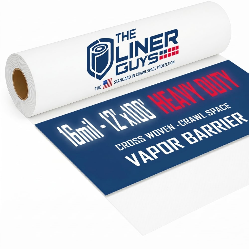 The Liner Guys  Extreme Duty 16 Mil Crawl Space Vapor Barrier 12 ft x 100 ft Commercial Grade Woven Polyethylene Sheeting for Permanent Encapsulation
