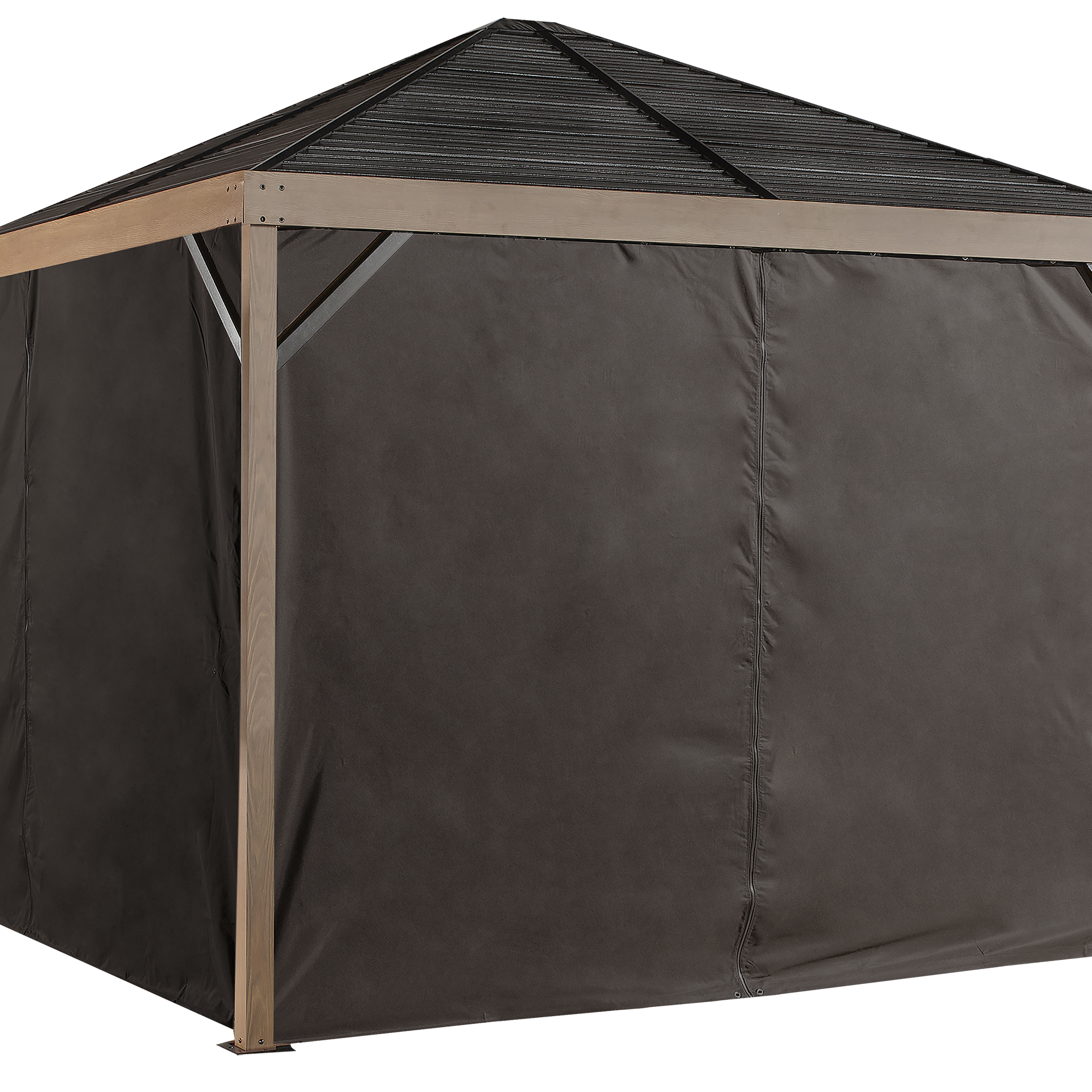 Brown Polyester Outdoor Gazebo Curtains Set